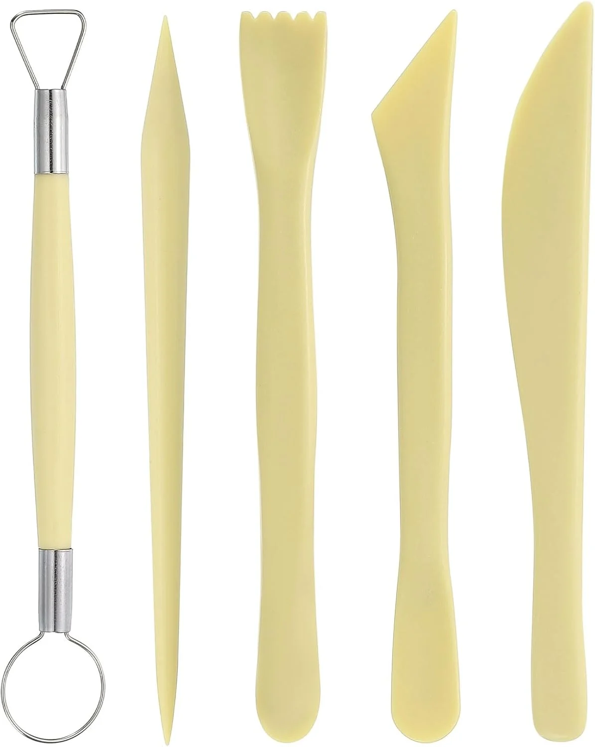 ست ابزار سفالگری پلاستیکی هرفینگتون، 5 عددی، دو سر، مناسب برای مدل‌سازی، مجسمه‌سازی، حکاکی، شکل‌دهی، برش، تزئین و برجسته‌سازی