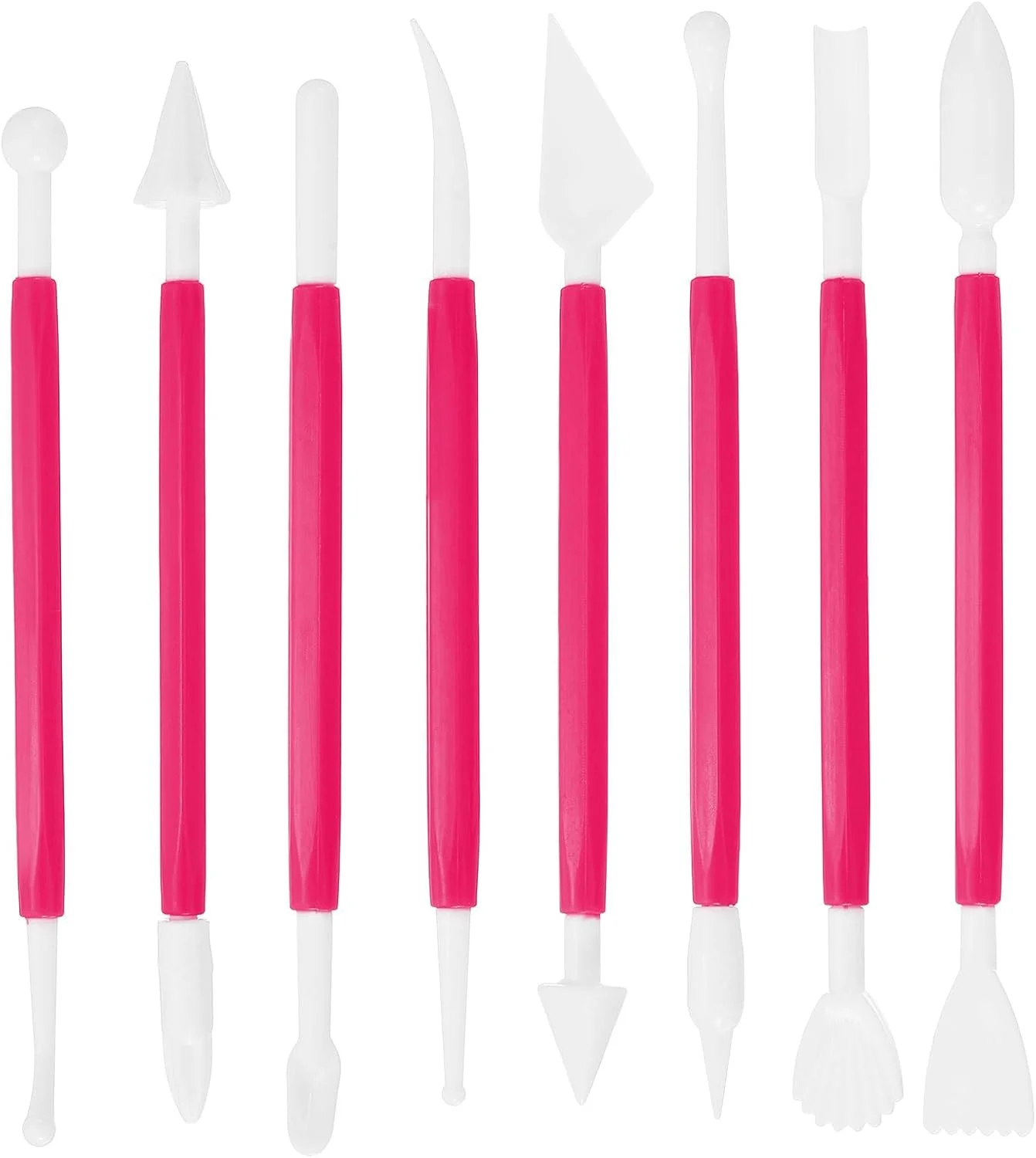 ست ۸ عددی ابزار سفالگری پلاستیکی دو سر HARFINGTON، کیت مدل‌سازی صنایع دستی، ابزار مجسمه‌سازی خاک رس، حکاکی سفال برای شکل‌دهی، برش، تزئین و برجسته‌سازی - قرمز