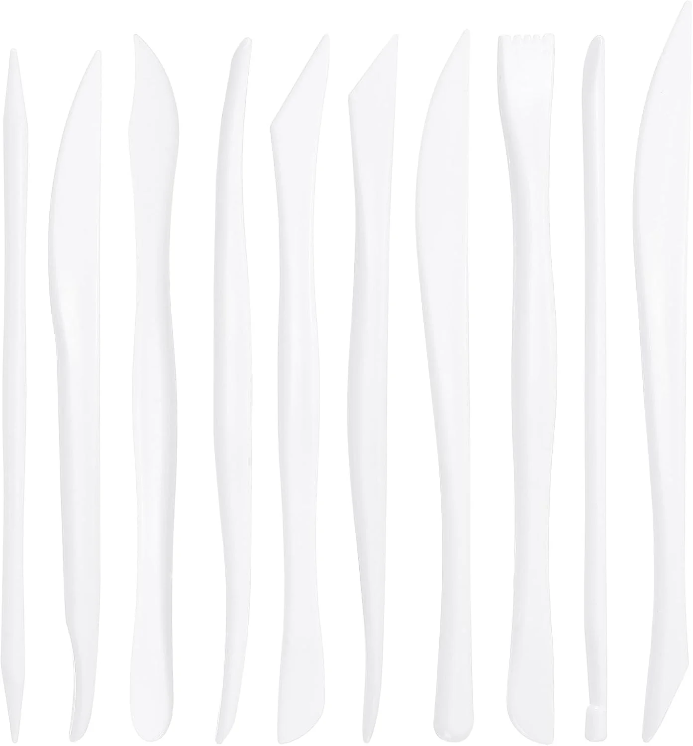 ست ابزار سفالگری پلاستیکی دو سر هرفینگتون شامل 10 عدد، مناسب برای مدل سازی، مجسمه سازی، حکاکی، شکل دهی، برش، تزئین و برجسته سازی (سفید)