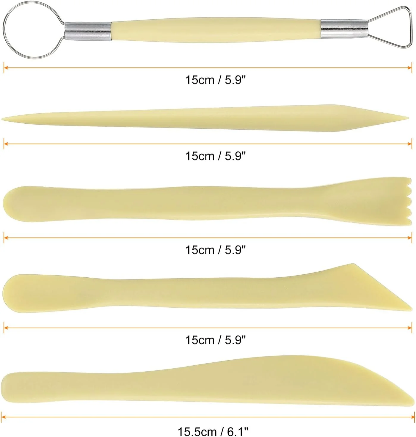 ست ابزار سفالگری پلاستیکی هرفینگتون، 5 عددی، دو سر، مناسب برای مدل‌سازی، مجسمه‌سازی، حکاکی، شکل‌دهی، برش، تزئین و برجسته‌سازی