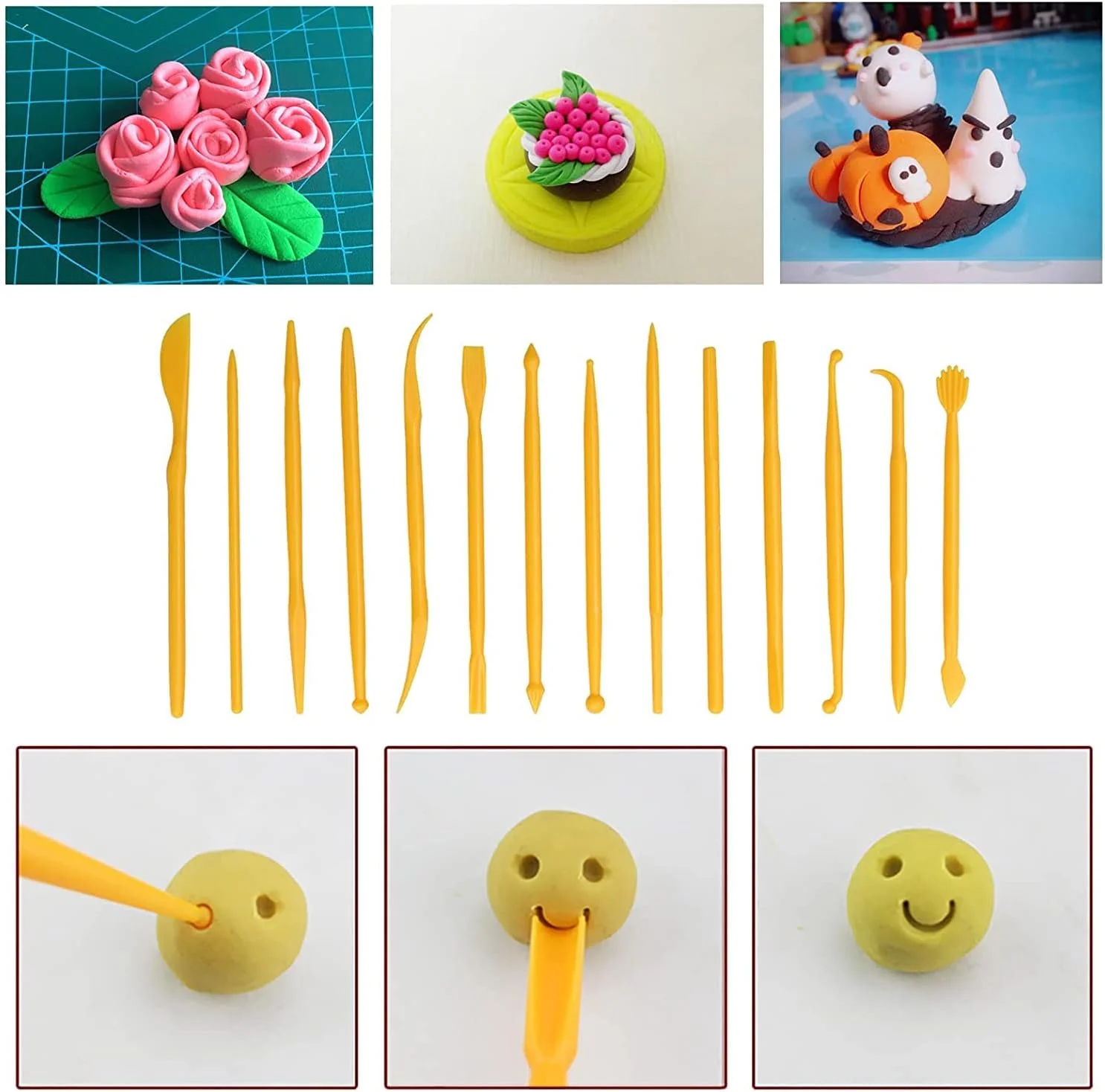 ابزار حکاکی سفال، مجموعه 14 عددی مجسمه سازی بادوام خاک رس برای خاک رس نرم خانگی (زرد) ابزار حکاکی سفال، مجموعه 14 عددی مجسمه سازی بادوام خاک رس برای خاک رس نرم خانگی (زرد)