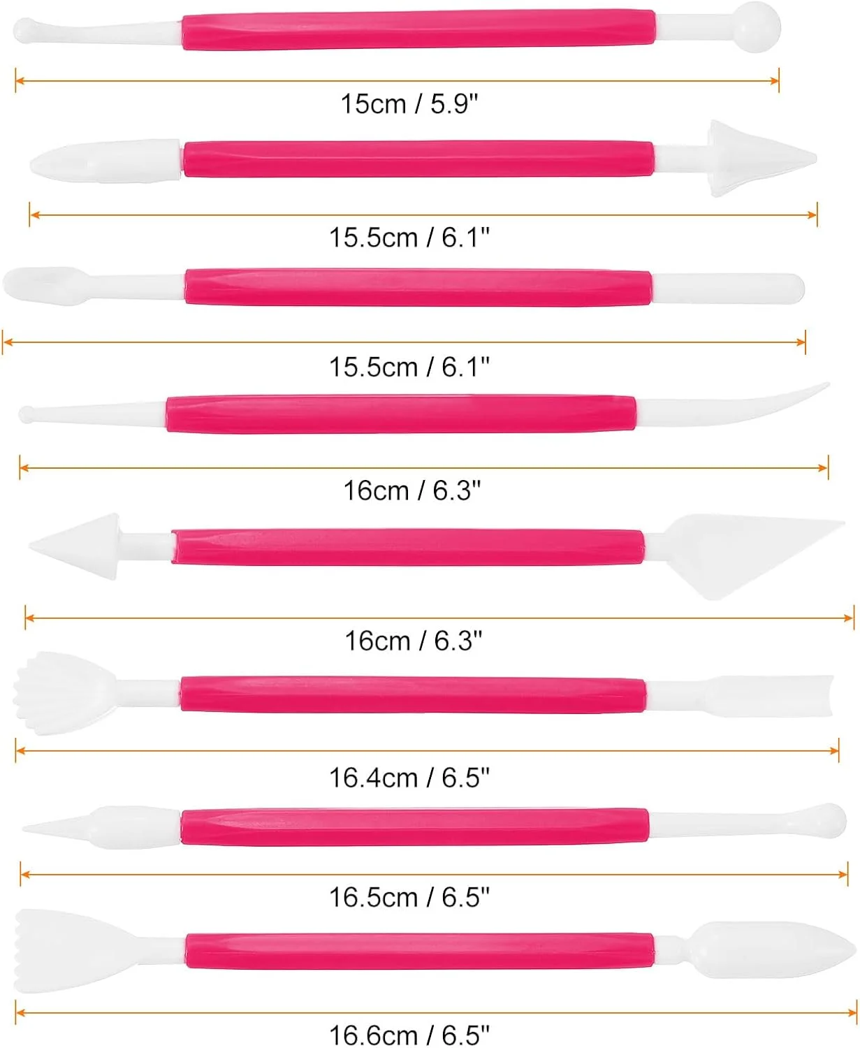 ست ۸ عددی ابزار سفالگری پلاستیکی دو سر HARFINGTON، کیت مدل‌سازی صنایع دستی، ابزار مجسمه‌سازی خاک رس، حکاکی سفال برای شکل‌دهی، برش، تزئین و برجسته‌سازی - قرمز