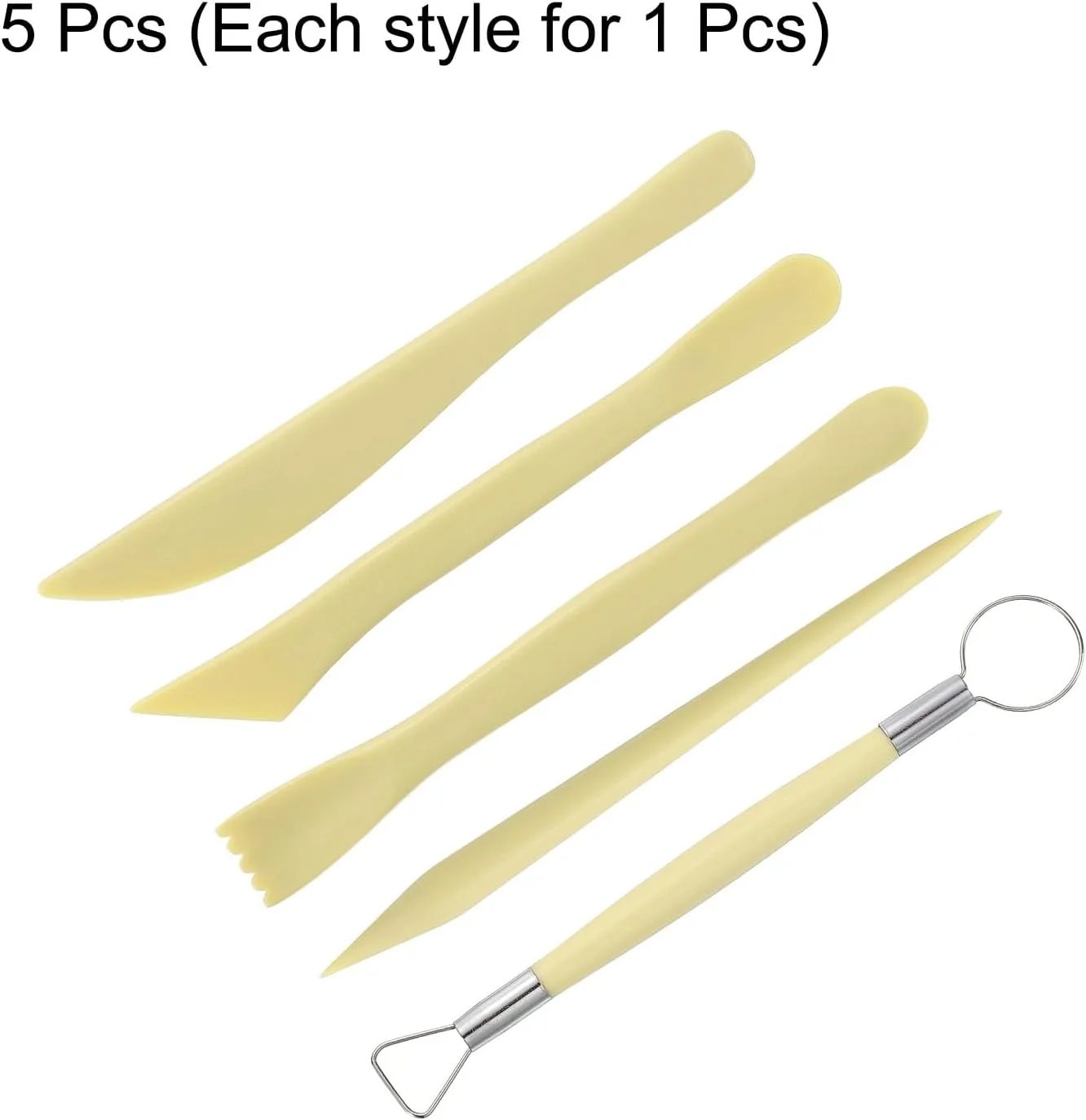 ست ابزار سفالگری پلاستیکی هرفینگتون، 5 عددی، دو سر، مناسب برای مدل‌سازی، مجسمه‌سازی، حکاکی، شکل‌دهی، برش، تزئین و برجسته‌سازی