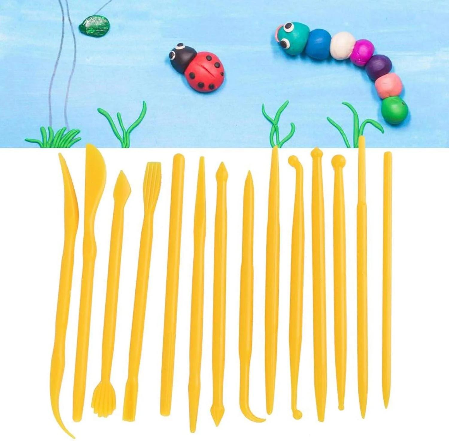 ابزار حکاکی سفال، مجموعه 14 عددی مجسمه سازی بادوام خاک رس برای خاک رس نرم خانگی (زرد) ابزار حکاکی سفال، مجموعه 14 عددی مجسمه سازی بادوام خاک رس برای خاک رس نرم خانگی (زرد)