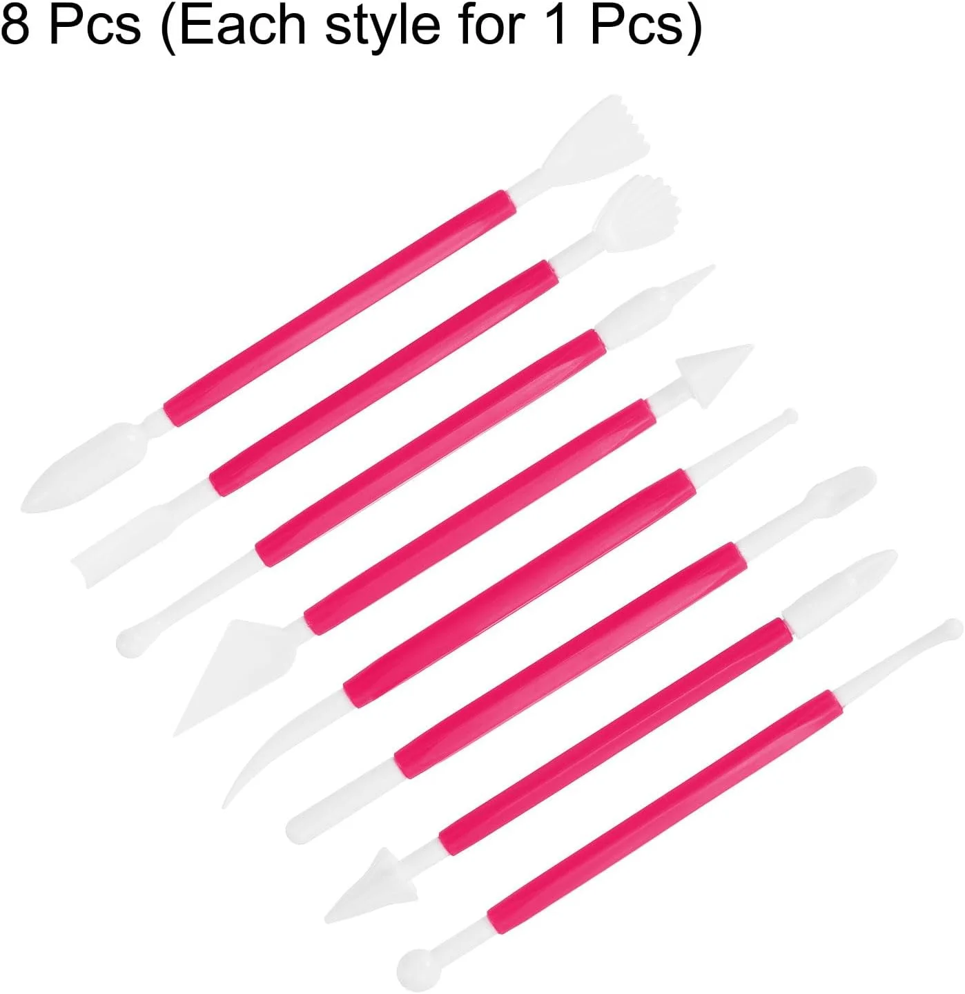 ست ۸ عددی ابزار سفالگری پلاستیکی دو سر HARFINGTON، کیت مدل‌سازی صنایع دستی، ابزار مجسمه‌سازی خاک رس، حکاکی سفال برای شکل‌دهی، برش، تزئین و برجسته‌سازی - قرمز