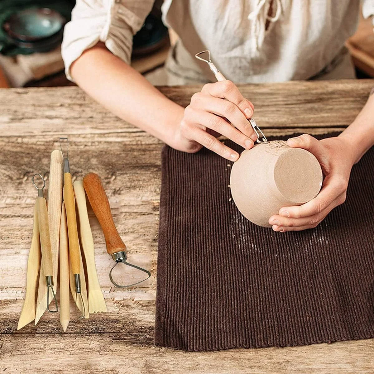 ابزار مجسمه سازی سفالی XYJPCC، مجموعه 13 عددی ابزار برش و حکاکی خمیر پلیمری برای مدل سازی سرامیک، خمیر بازی، هنر و مجسمه سازی