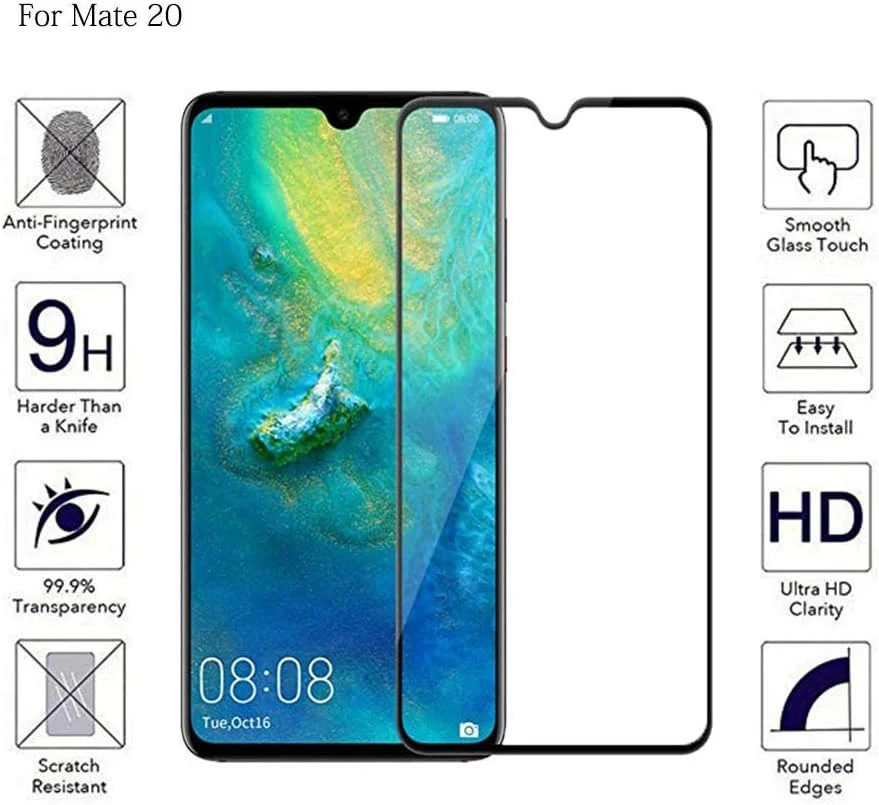بسته 3 عددی محافظ صفحه نمایش شیشه ای حرارت دیده، پوشش کامل برای Huawei Mate 20 Lite، فیلم محافظ شیشه ای برای Huawei Mate 20lite برای Huawei mate 20