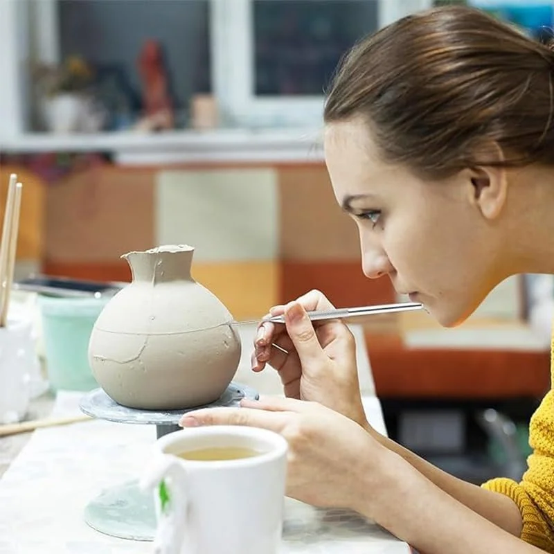 ابزار مجسمه سازی و مدل سازی خمیر تاکل بلیز، 10 عدد ابزار سوزنی خمیر از جنس استیل ضد زنگ، ابزار دستی حکاکی موم، ابزار سفالگری هنرمند مجسمه سازی خمیر