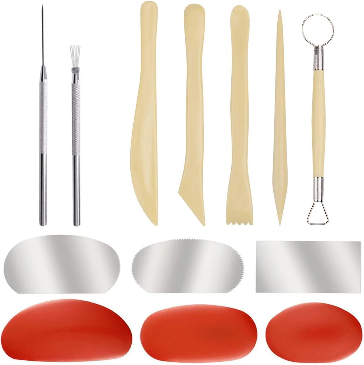 مجموعه ابزار حکاکی TVSVKWE شامل ۸ قطعه و ابزار مجسمه سازی سفالی شامل ۵ قطعه، لوازم جانبی صنایع دستی DIY، ابزار سرامیکی چند منظوره.