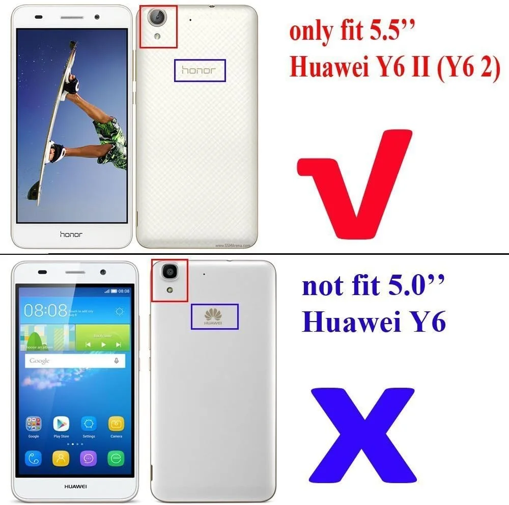 [2 عدد] محافظ صفحه نمایش Huawei Y6 II، محافظ صفحه نمایش شیشه ای حرارت دیده Huawei Y6 2، محافظ صفحه نمایش شفاف HD برای Huawei Y6 II (Y6 2) 5.5 اینچی