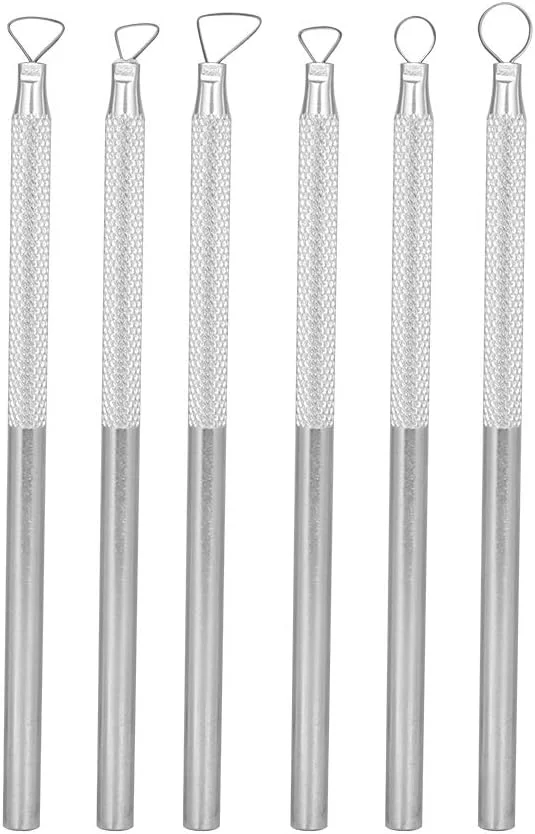 ست 6 عددی ابزار مجسمه سازی خاک رس آلیاژ آلومینیوم، کنده کاری سرامیک، کاتر برای مجسمه های سرامیکی، مجموعه ابزار مدل سازی صنایع دستی