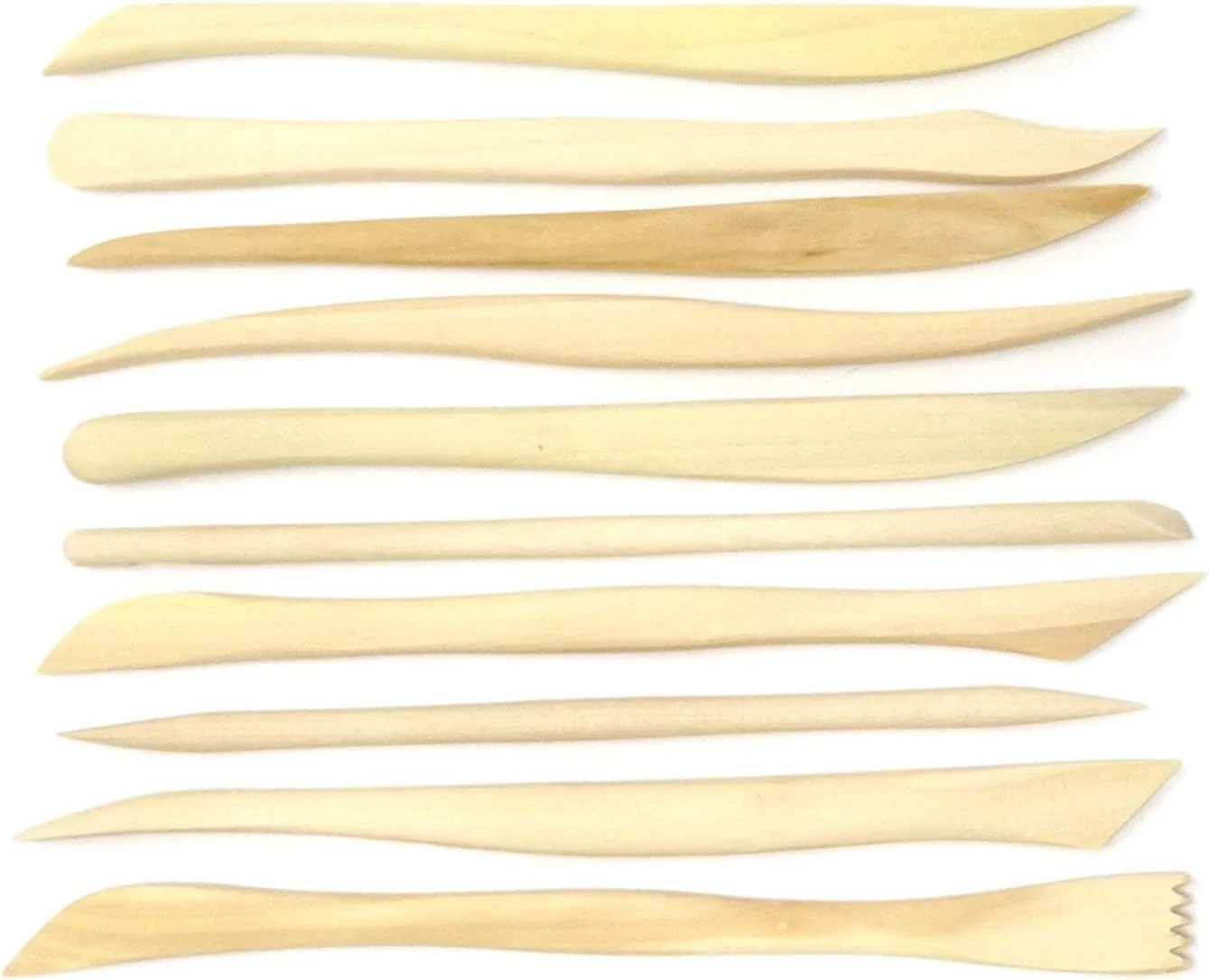 هانبای مجموعه 10 عددی ابزار مینیاتوری چوبی دو طرفه برای مدل سازی، مجسمه سازی خاک رس، برش، حکاکی و صاف کردن