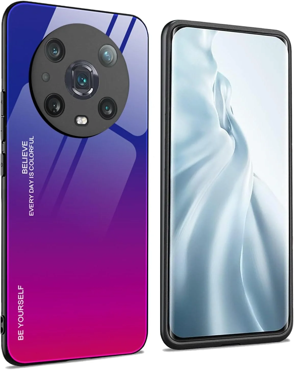 کاور AMWEI برای گوشی هوآوی Honor Magic 4 Pro (Magic4 PRO) 5G، قاب پشتی باریک با طرح گرادیانی از جنس شیشه حرارت دیده 9H، کاور محافظ بامپر سیلیکونی با لبه TPU - 4 کاور AMWEI برای گوشی هوآوی Honor Magic 4 Pro (Magic4 PRO) 5G، قاب پشتی باریک با طرح گرادیانی از جنس شیشه حرارت دیده 9H، کاور محافظ بامپر سیلیکونی با لبه TPU - 4