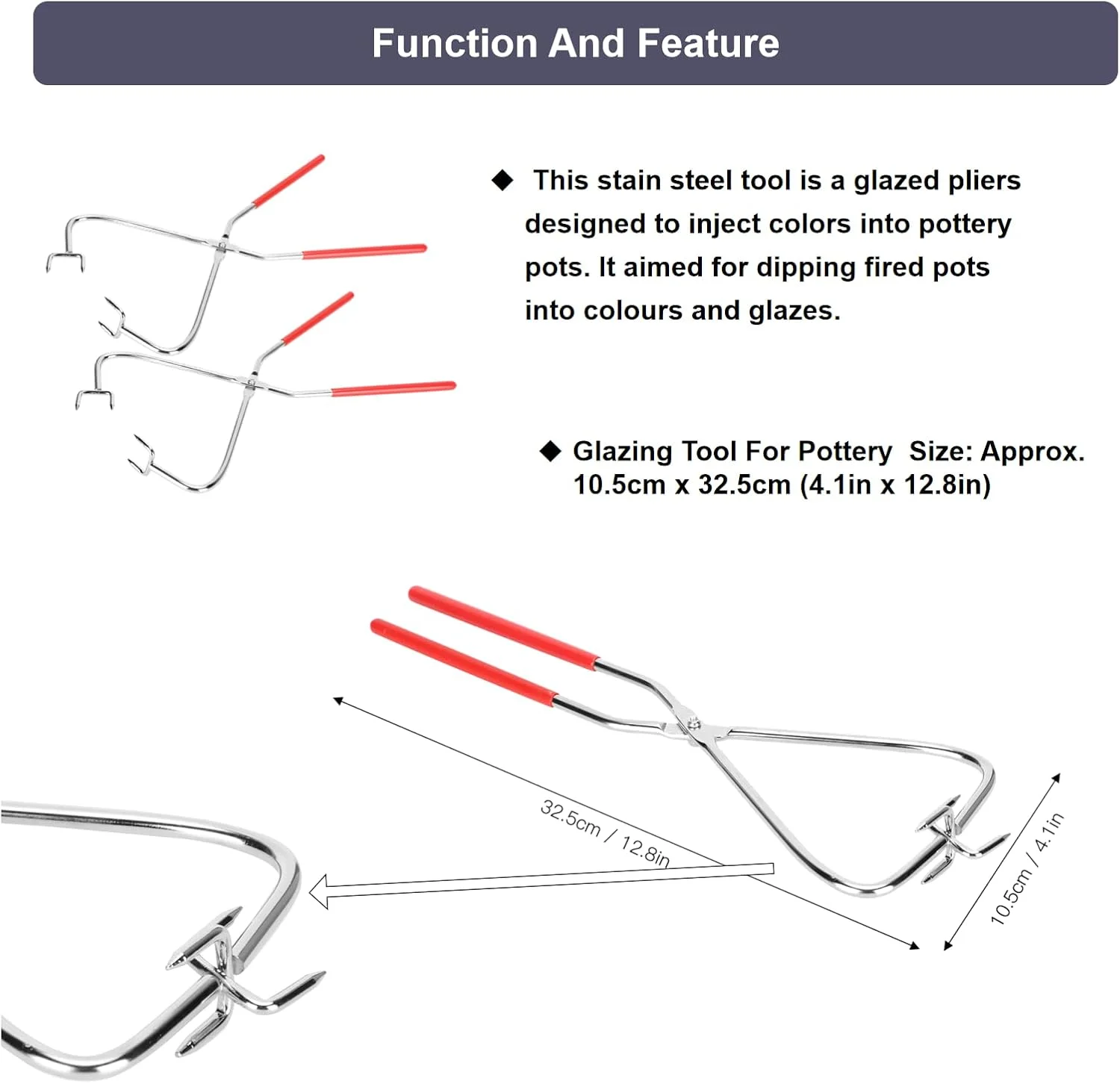 انبر غوطه وری KUIDAMOS، ابزار سفالگری DIY، انبر مجسمه سازی خاک رس، انبر غوطه وری با دسته لاستیکی چرخش 360 درجه، ابزار لعاب کاری 4.1x12.8 اینچی برای سفالگری، فولاد ضد زنگ با لوازم انبردست دسته دار انبر غوطه وری KUIDAMOS، ابزار سفالگری DIY، انبر مجسمه سازی خاک رس، انبر غوطه وری با دسته لاستیکی چرخش 360 درجه، ابزار لعاب کاری 4.1x12.8 اینچی برای سفالگری، فولاد ضد زنگ با لوازم انبردست دسته دار