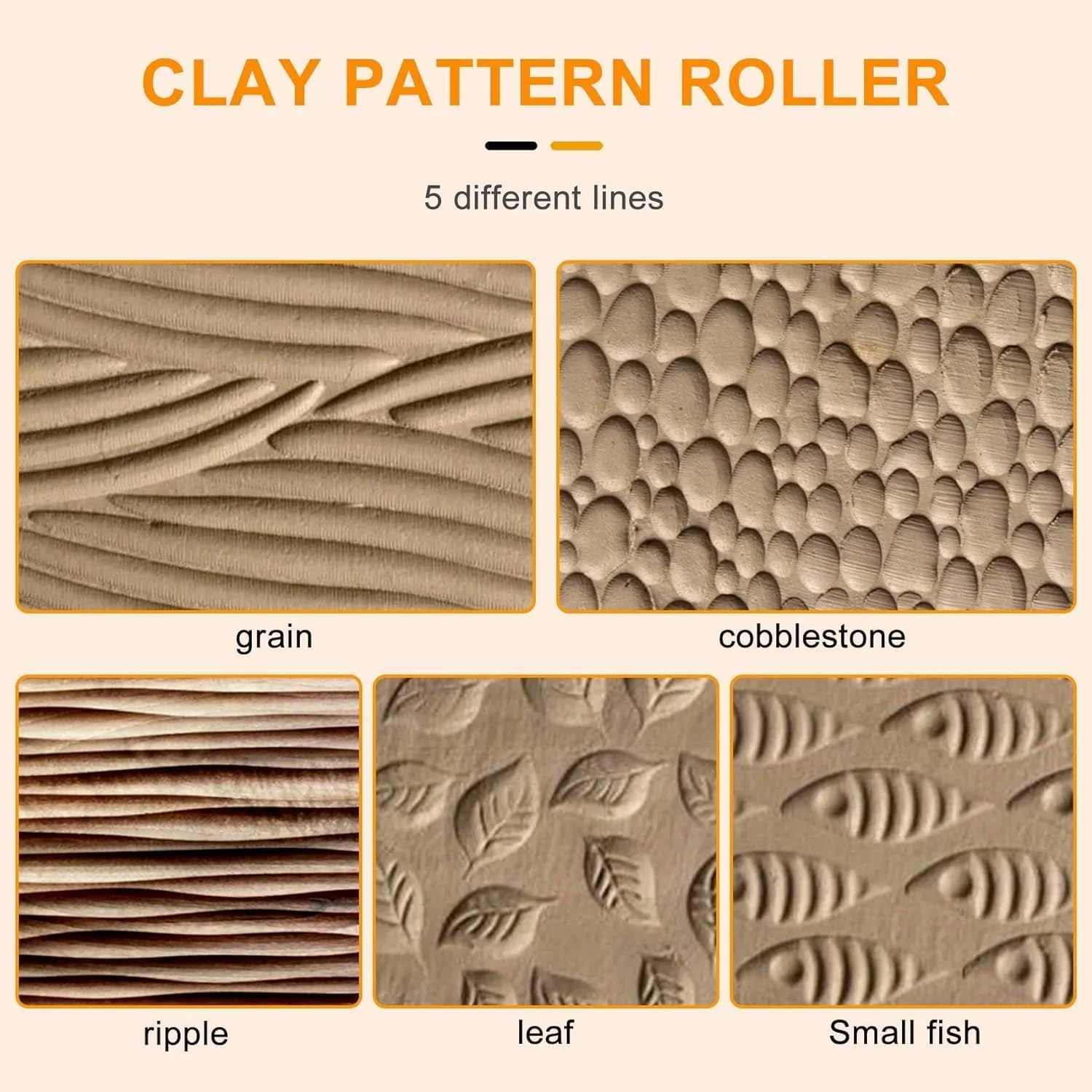 غلتک طرح دار سفالی Gokelomg، 5 عدد ابزار سفالگری برای مهر زدن روی خاک رس غلتک طرح دار سفالی Gokelomg، 5 عدد ابزار سفالگری برای مهر زدن روی خاک رس