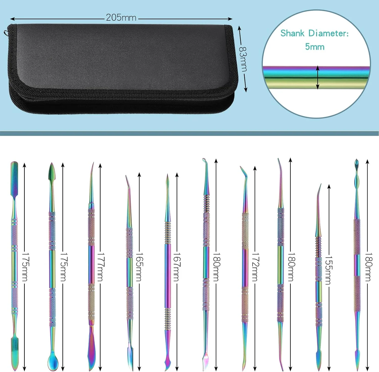 مجموعه ابزار حکاکی موم و رس کولتی شامل 10 عدد ابزار دو سر از جنس استیل ضد زنگ، مناسب برای مجسمه سازی، حکاکی و کارهای DIY، به همراه کیف حمل برای مجسمه سازی، جزئیات، سفالگری و کنده کاری