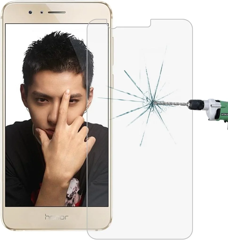 محافظ صفحه نمایش شیشه ای حرارت دیده برای گوشی های هوآوی Honor 8، ضخامت 0.26 میلی متر، سختی سطح 9H، ضد انفجار با لبه های خمیده 2.5D (رنگ: Color1)