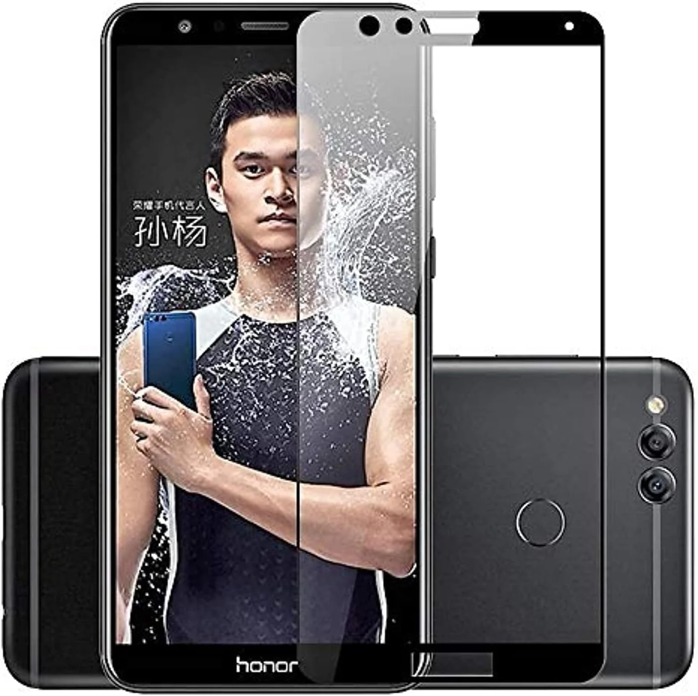 محافظ صفحه نمایش شیشه ای حرارت دیده مشکی فول اسکرین هواوی Honor 7X