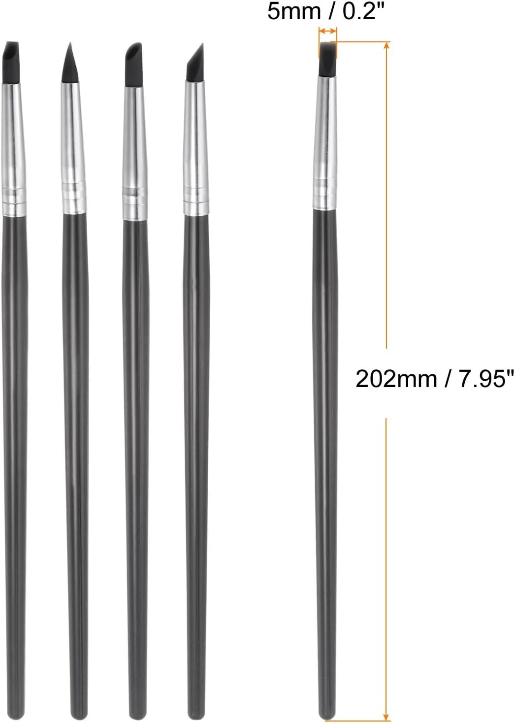 ست 5 عددی ابزار مجسمه سازی خمیر سیلیکونی HARFINGTON، قلم شکل دهی با نوک لاستیکی برای شکل دادن به خمیر سفال، ابزار حکاکی برای مجسمه سرامیکی، خمیر پلیمری، مشکی