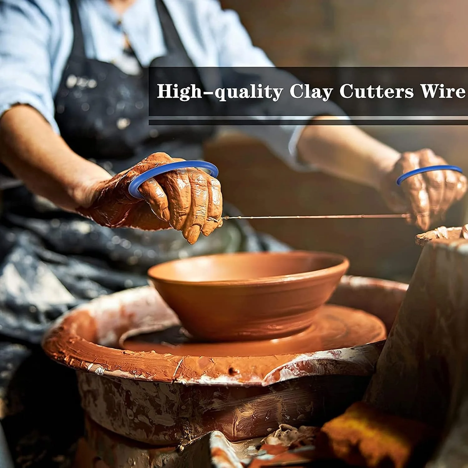 ست 4 عددی سیم برش خاک رس، ابزار برش انعطاف پذیر و ایمن از جنس استیل ضد زنگ برای هنرمندان سفالگری به همراه دسته مشکی