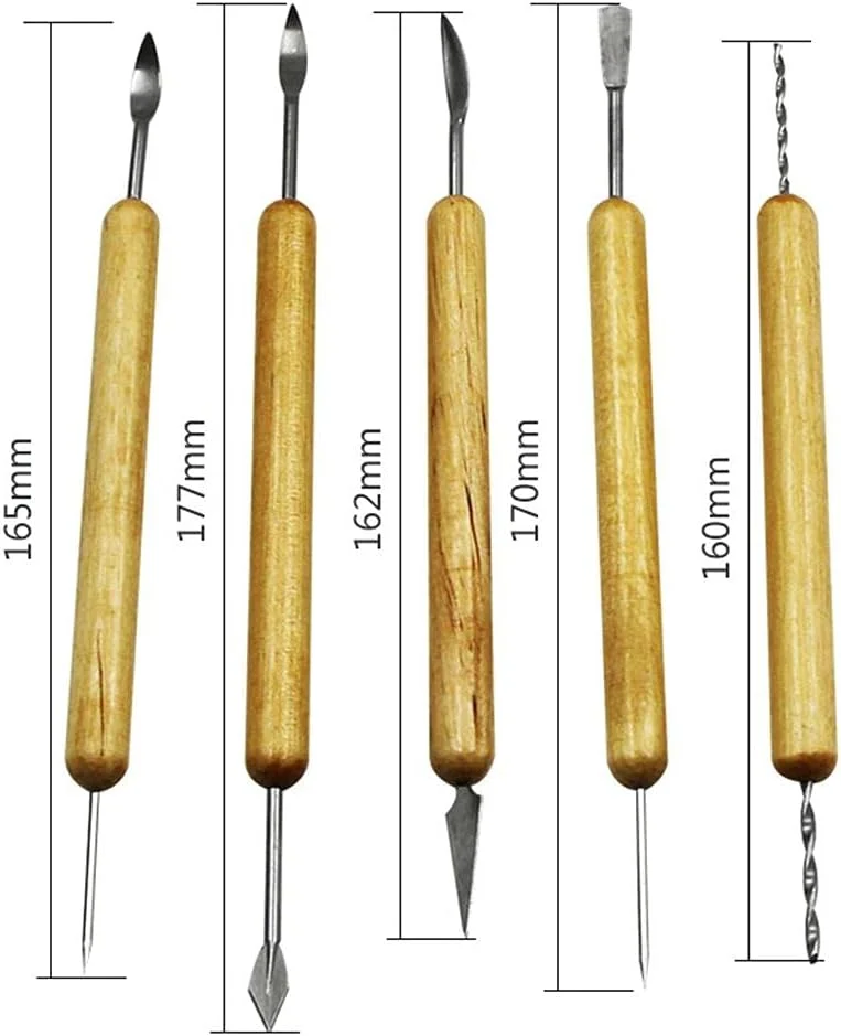 ست مجسمه سازی با خاک رس، ست 14 عددی مجسمه سازی با خاک رس، ابزار حکاکی سفال و موم چوبی، ابزار حکاکی مجسمه سازی صنایع دستی DIY
