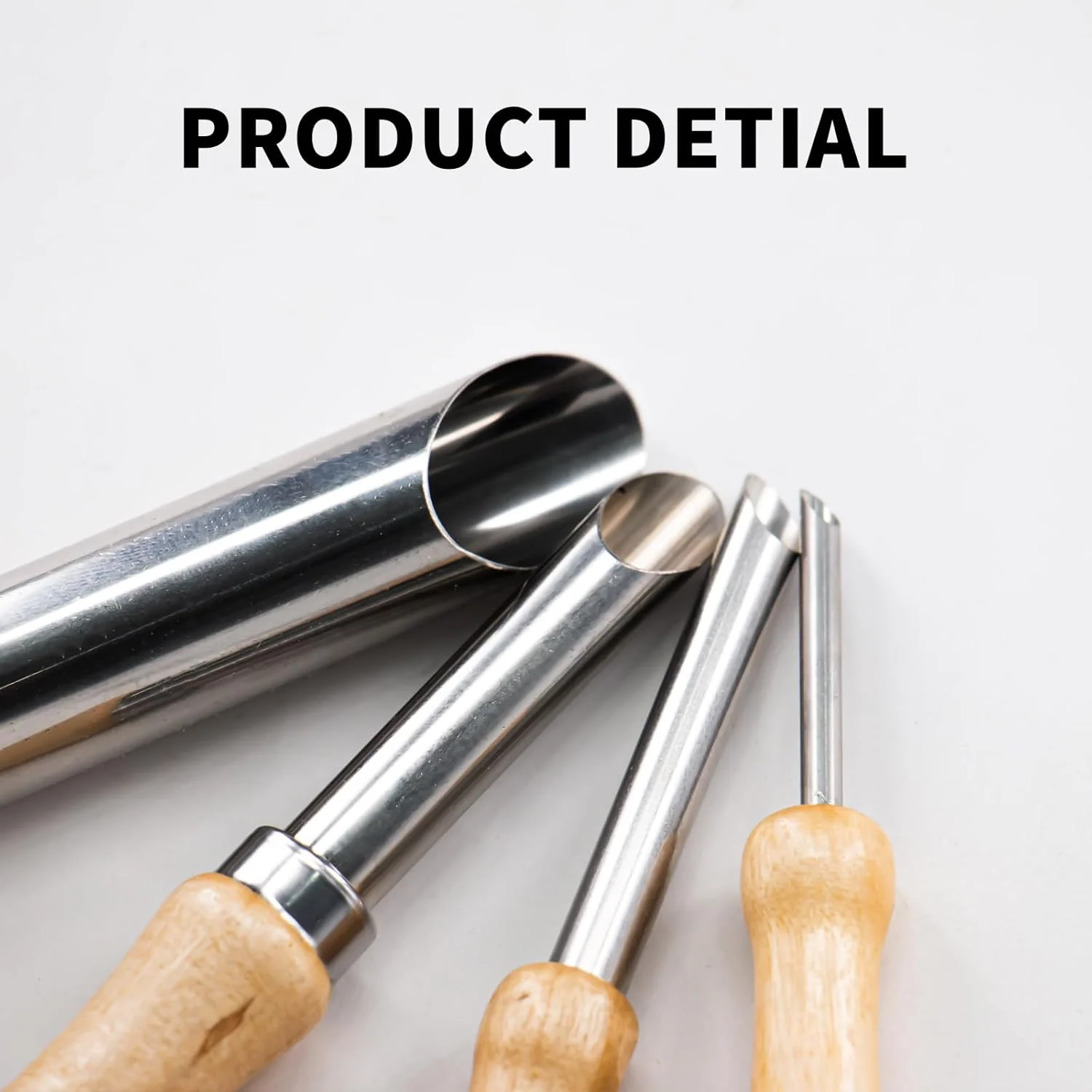 مجموعه 4 عددی برشگرهای دایره ای سوراخ خاک رس استیل ضد زنگ Hanwer، ابزارهای خاک رس دسته چوبی برای حفاری و مجسمه سازی، ابزار و لوازم سفالگری