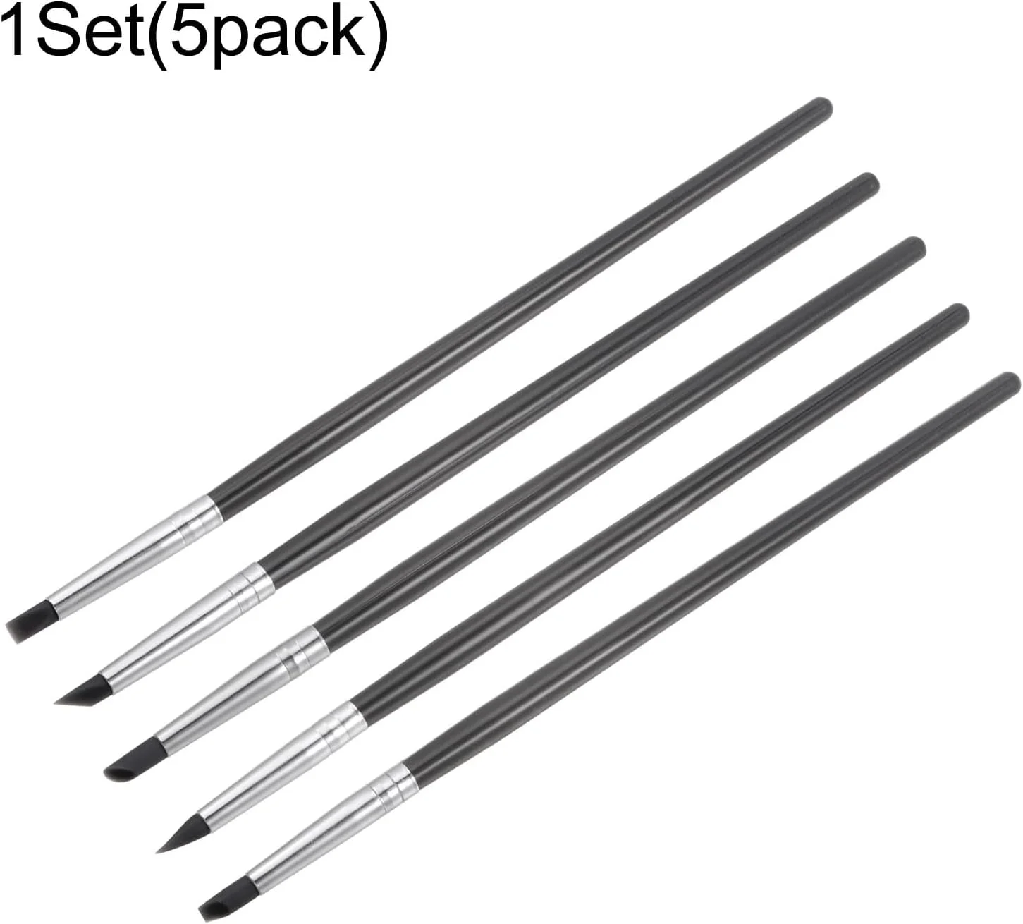 ست 5 عددی ابزار مجسمه سازی خمیر سیلیکونی HARFINGTON، قلم شکل دهی با نوک لاستیکی برای شکل دادن به خمیر سفال، ابزار حکاکی برای مجسمه سرامیکی، خمیر پلیمری، مشکی