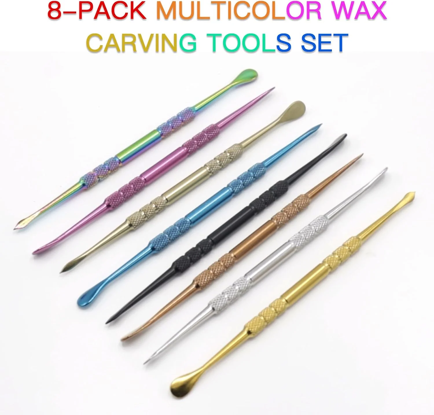 مجموعه 8 عددی ابزار حکاکی موم چند رنگ Joyangy، قاشق های مجسمه سازی و قلم های حکاکی دو سر از جنس استیل ضد زنگ، ابزار اسکوپ موم 4.6 اینچی ایده آل برای هنر خاک رس و موم (8 رنگ)