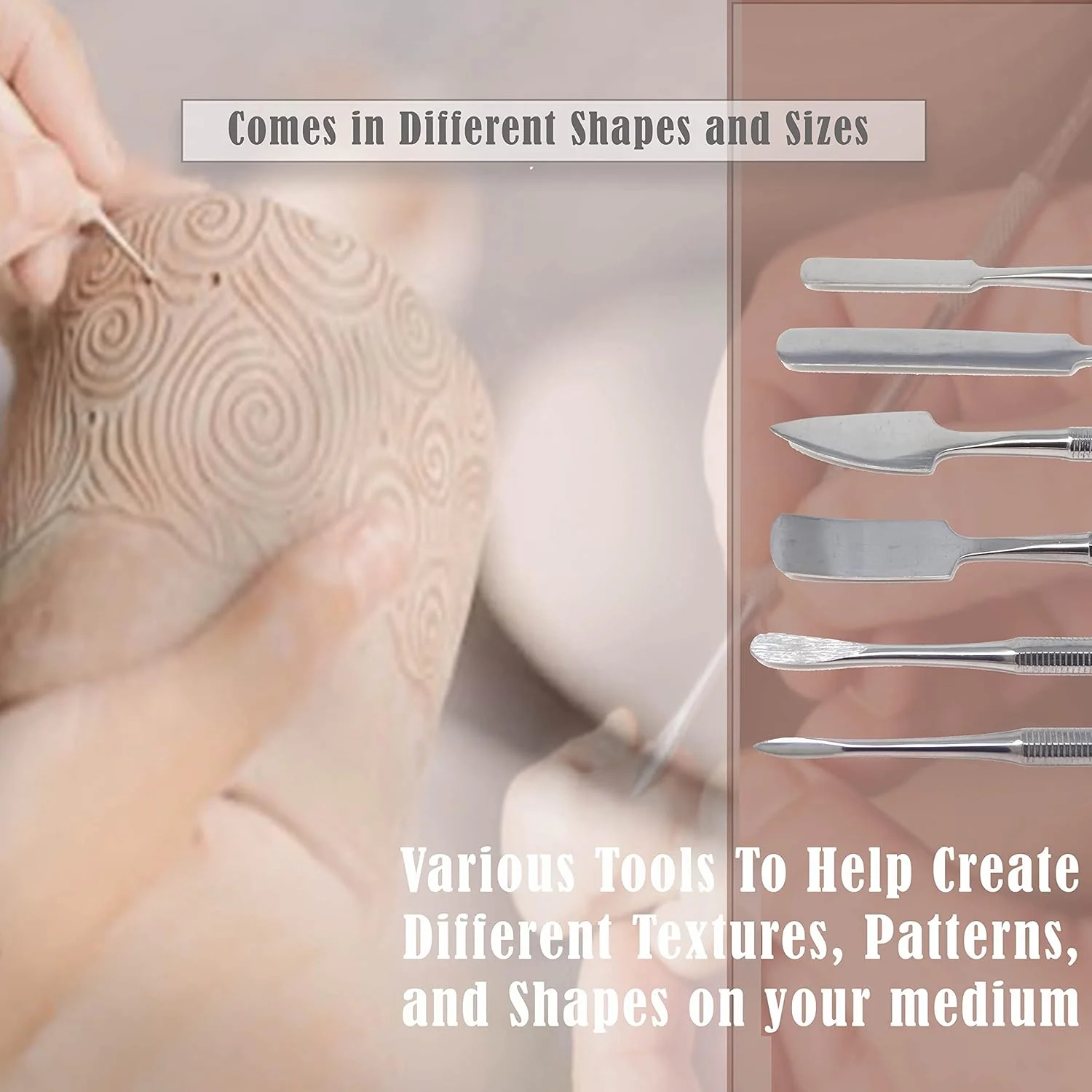 A2Z SCILAB - ست 10 عددی کاردک های مجسمه سازی خاک رس استیل ضد زنگ، ابزارهای سفالگری حکاکی موم - ابزارهای مدل سازی پلیمری شکل دهنده مجسمه سازی برای خاک رس، سفال، آثار هنری سرامیکی و صنایع دستی تعطیلات