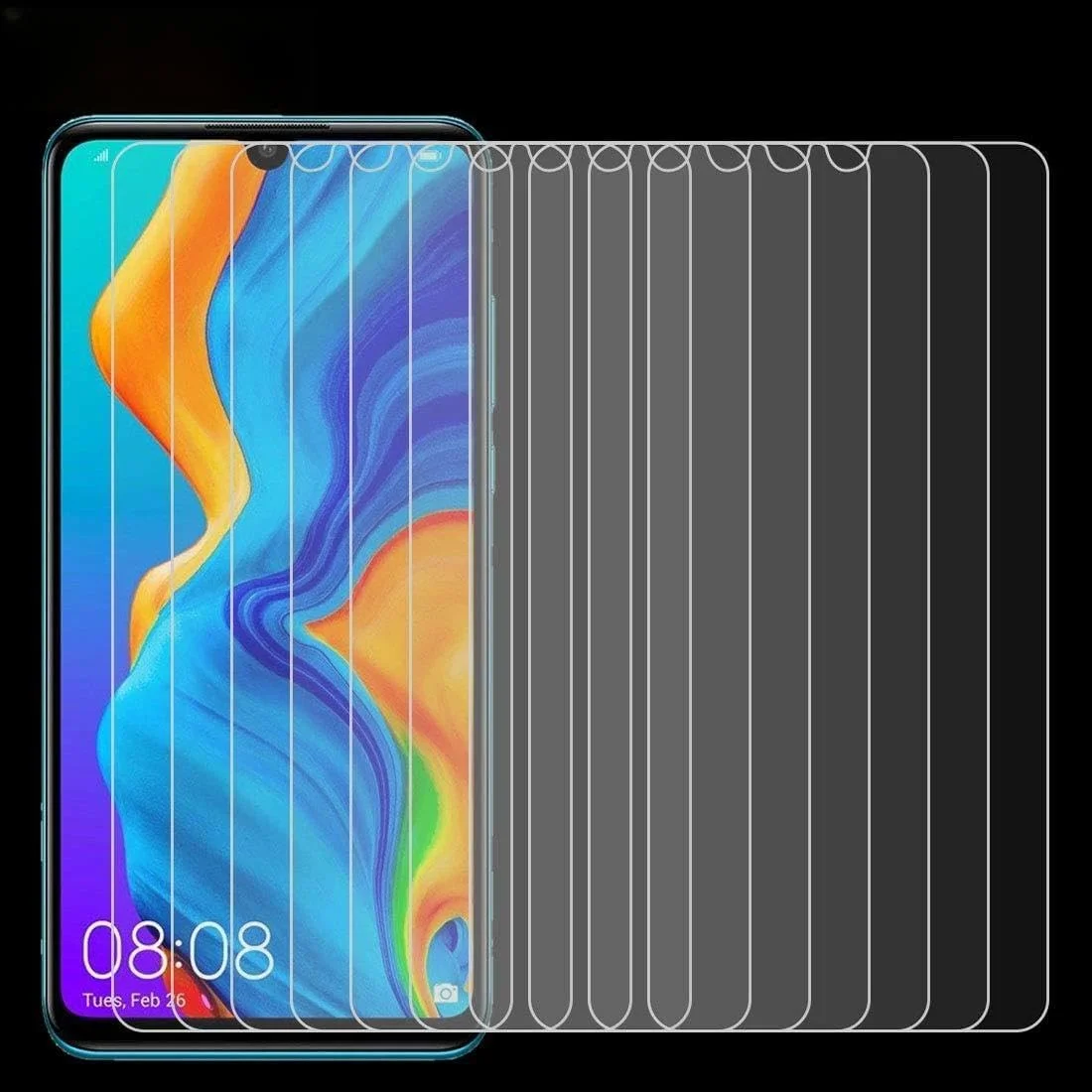 محافظ صفحه نمایش 10 عددی 0.26 میلی متری 9H 2.5D شیشه ای حرارت دیده مناسب برای لوازم جانبی گوشی های موبایل هوآوی P30 Lite