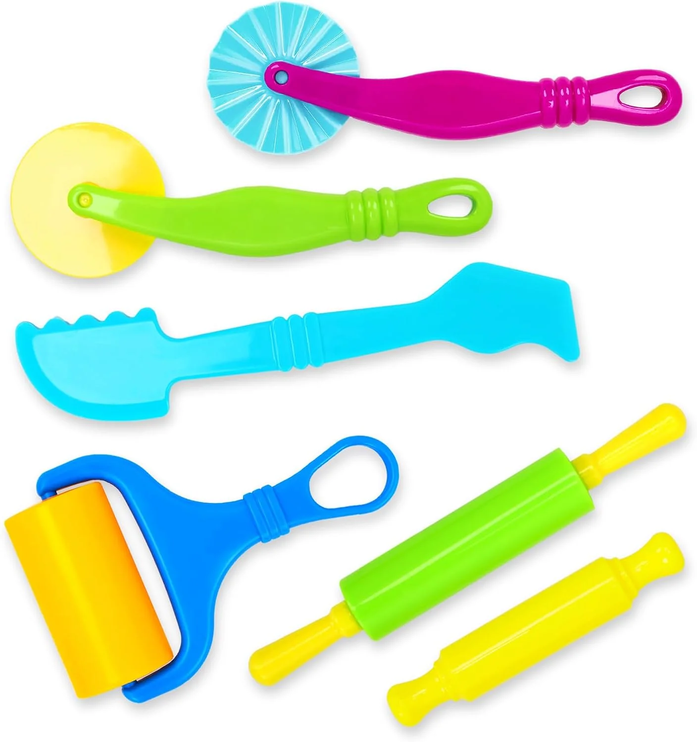 ابزار سفالگری Wolwefa برای کودکان، مجموعه ابزار خمیر بازی برای کودکان، کیت لوازم جانبی خمیر بازی با غلتک، کاردک برش، وردنه