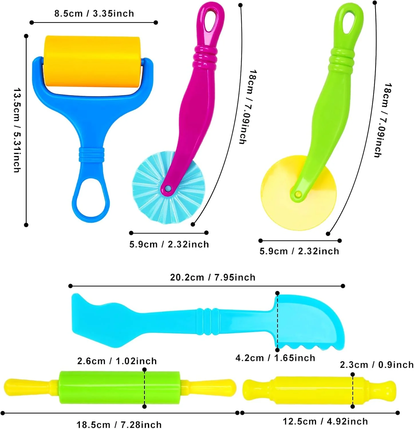 ابزار سفالگری Wolwefa برای کودکان، مجموعه ابزار خمیر بازی برای کودکان، کیت لوازم جانبی خمیر بازی با غلتک، کاردک برش، وردنه