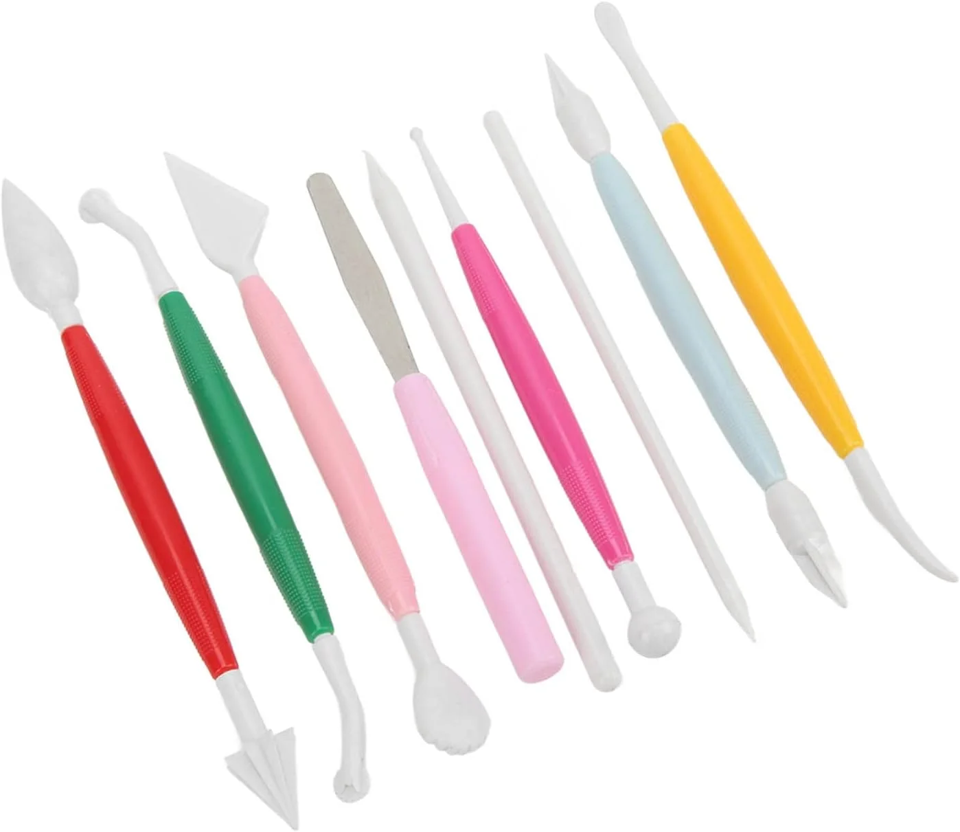 ابزارهای خمیر بازی پلاستیکی DJGvgtf برای کودکان، ابزارهای مجسمه سازی خمیر ضد خش با دسته ضد لغزش 9 عددی، لبه های صاف تر، جنس پلاستیکی برای مدرسه، کاردستی و خانه