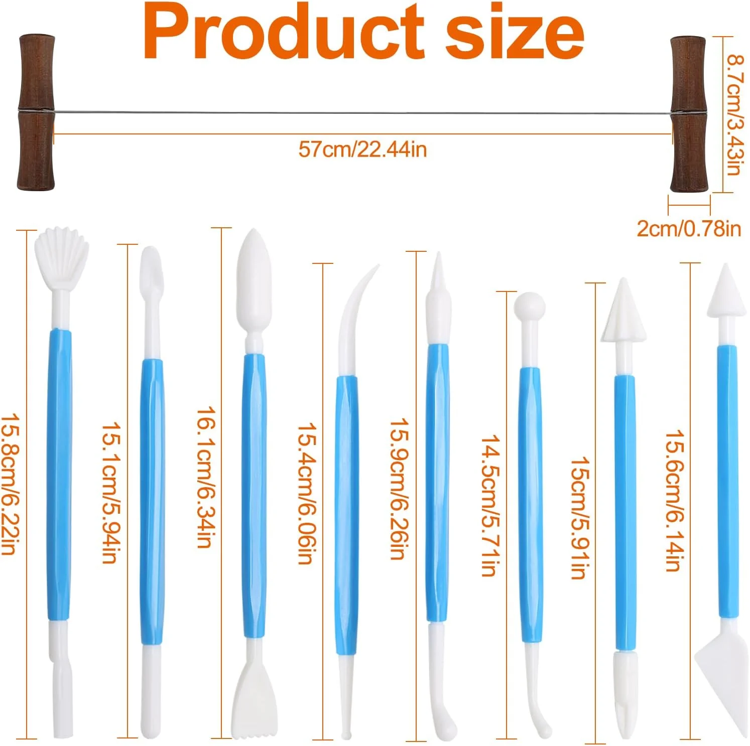 مجموعه ابزار سفالگری سرامیکی TENTHPEO، 1 عدد سیم برش پنیر با دسته چوبی و 8 عدد ابزار سفالی برای شکل دادن، سیم پیچ خورده استیل ضد زنگ، ابزار سیم برش خاک رس برای مجسمه سازی سفالگری آثار هنری