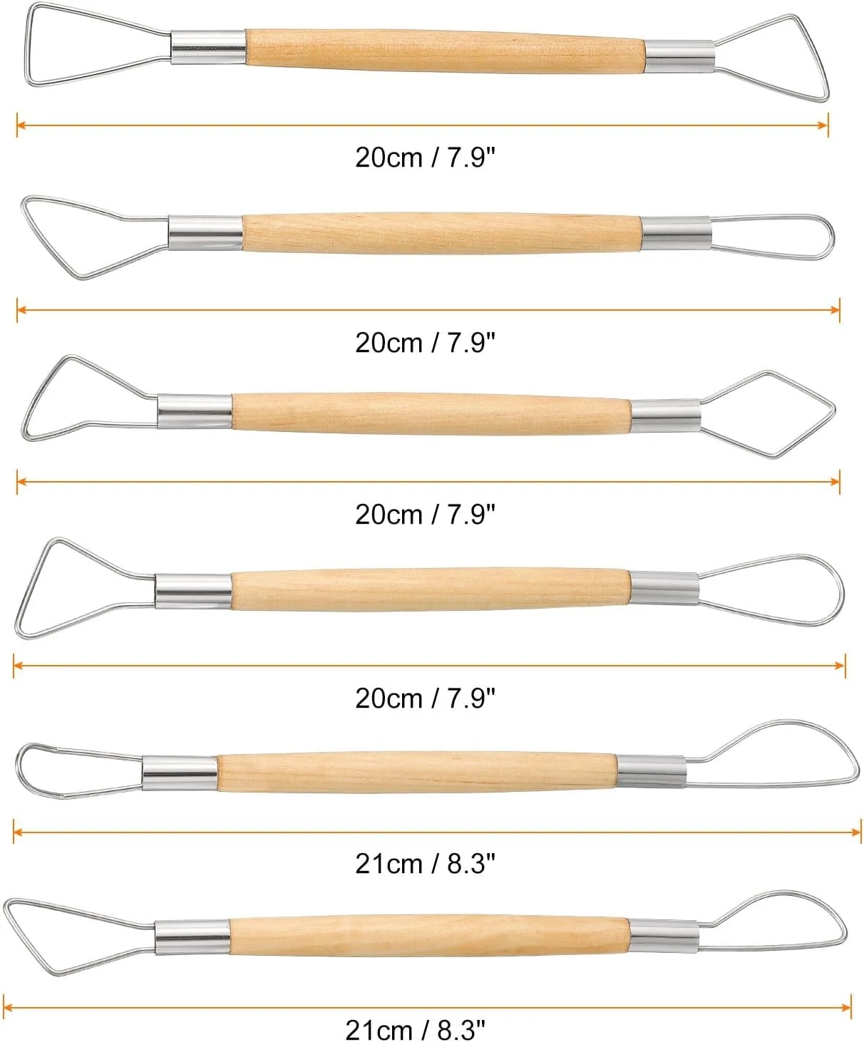 ست 6 عددی ابزار مجسمه سازی خاک رس هارفینگتون، دسته چوبی، استیل ضد زنگ، دو سر، کیت مدل سازی صنایع دستی، مجموعه سرامیک برای شکل دادن، برش، تزئین و برجسته سازی
