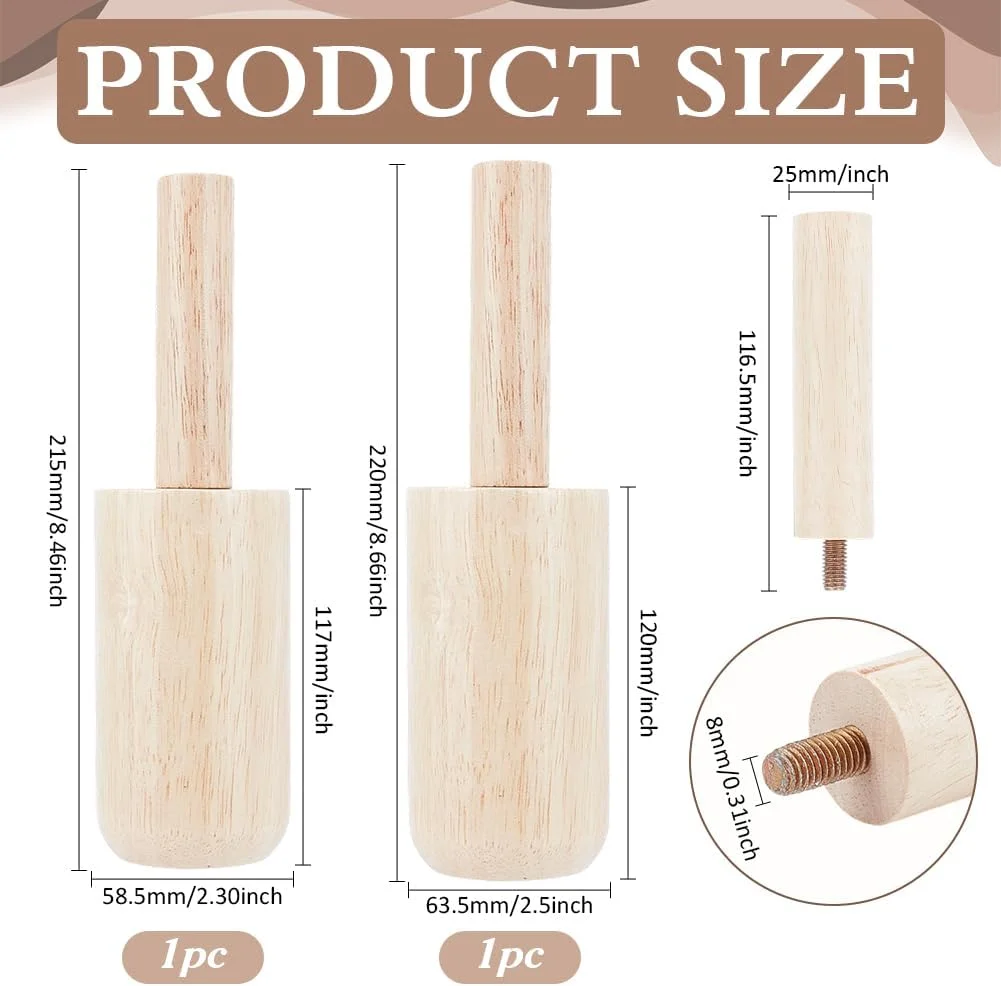 قالب سفال لیوانی BENECREAT، 4 عددی، قالب های شکل دهنده سفال چوبی با دسته، ابزار شکل دهی سرامیک، ابزار شکل دهی لیوان سفالی برای ساخت لیوان، ماگ و گلدان سرامیکی DIY