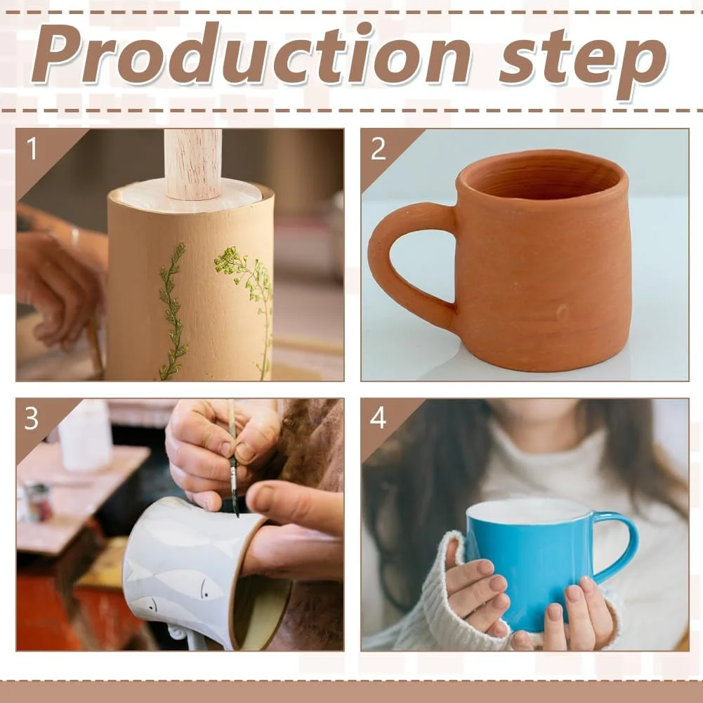 قالب سفال لیوانی BENECREAT، 4 عددی، قالب های شکل دهنده سفال چوبی با دسته، ابزار شکل دهی سرامیک، ابزار شکل دهی لیوان سفالی برای ساخت لیوان، ماگ و گلدان سرامیکی DIY
