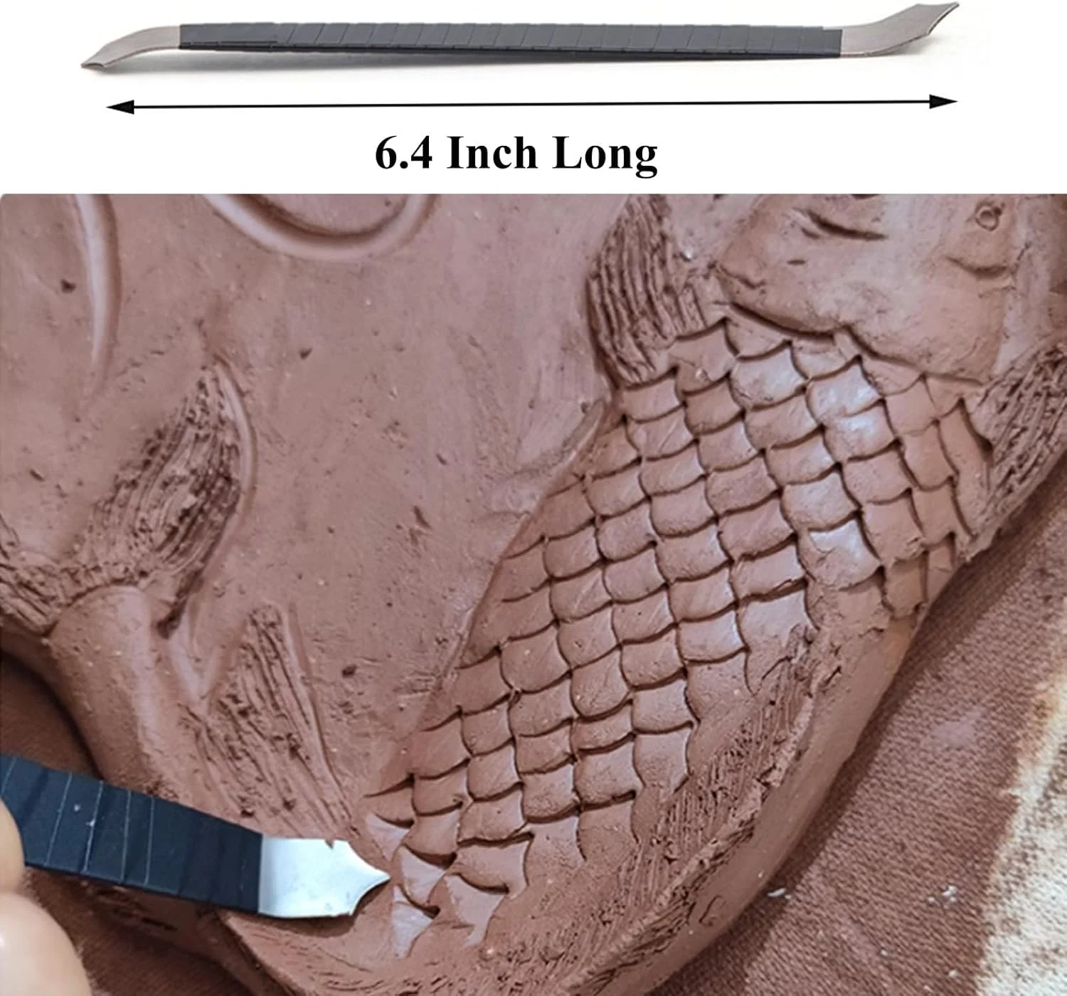 ابزار مدل سازی سفالی یوشین با طرح بافت پولک ماهی، ابزار مجسمه سازی سفالی، تیغه حکاکی سفال، ابزار ساخت سرامیک