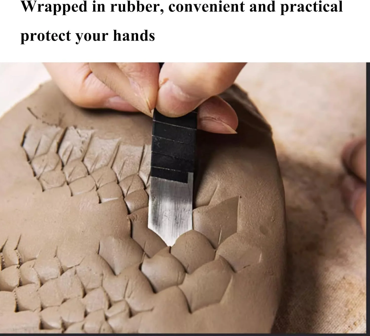 ابزار مدل سازی سفالی یوشین با طرح بافت پولک ماهی، ابزار مجسمه سازی سفالی، تیغه حکاکی سفال، ابزار ساخت سرامیک