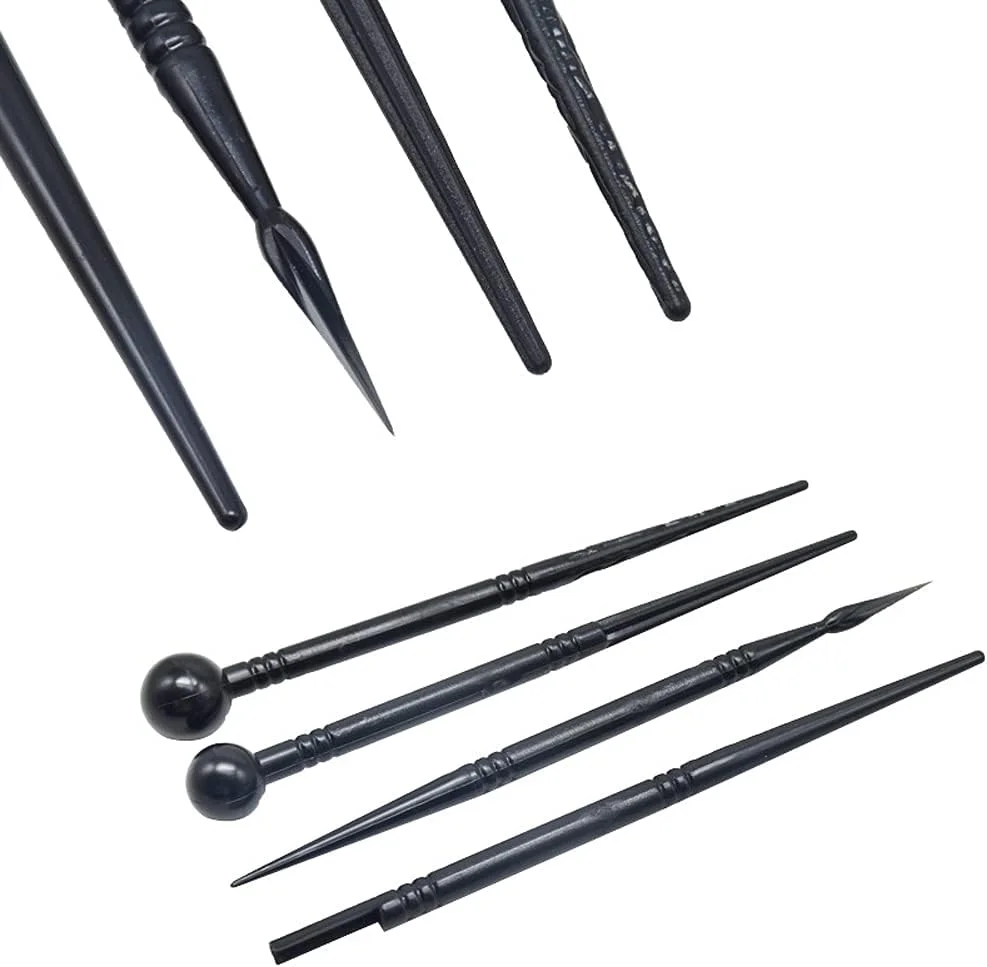 مجموعه 4 عددی ابزار مجسمه سازی سفالی دو سر پلاستیکی مشکی Mollensiuer، قلم فرورفتگی، ابزار مجسمه سازی سفالی، ابزار تزئین فوندانت کیک مجموعه 4 عددی ابزار مجسمه سازی سفالی دو سر پلاستیکی مشکی Mollensiuer، قلم فرورفتگی، ابزار مجسمه سازی سفالی، ابزار تزئین فوندانت کیک