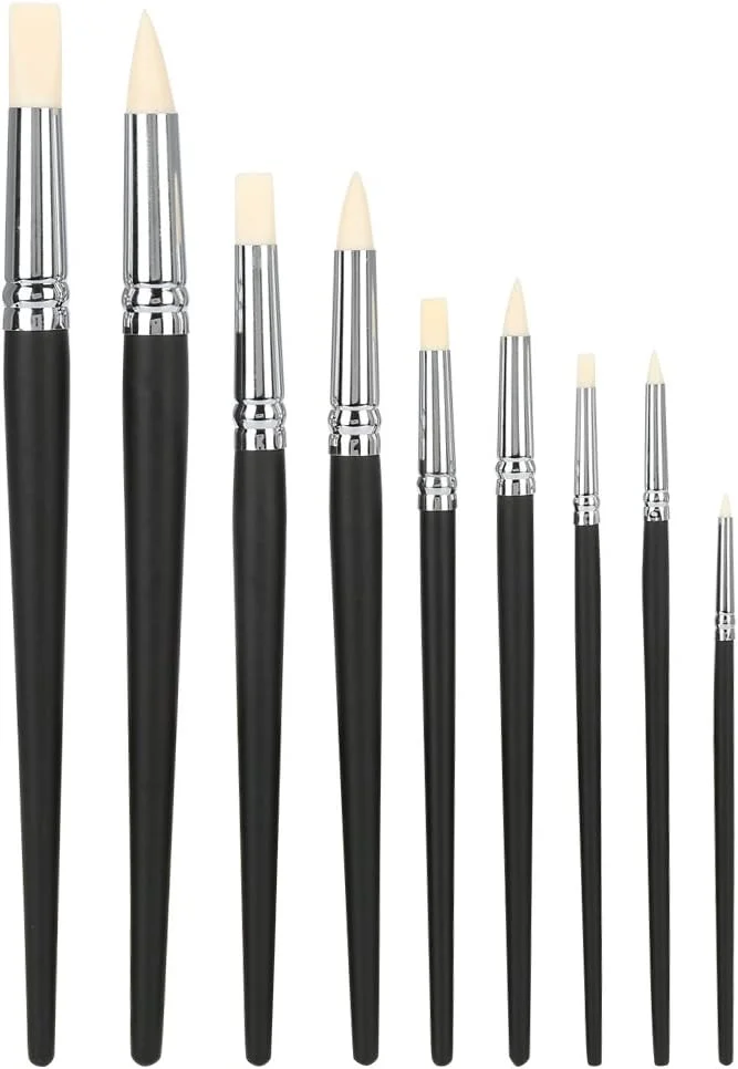 ابزار مجسمه سازی خاک رس - مجموعه 9 عددی ابزار مجسمه سازی خاک رس با سر لاستیکی