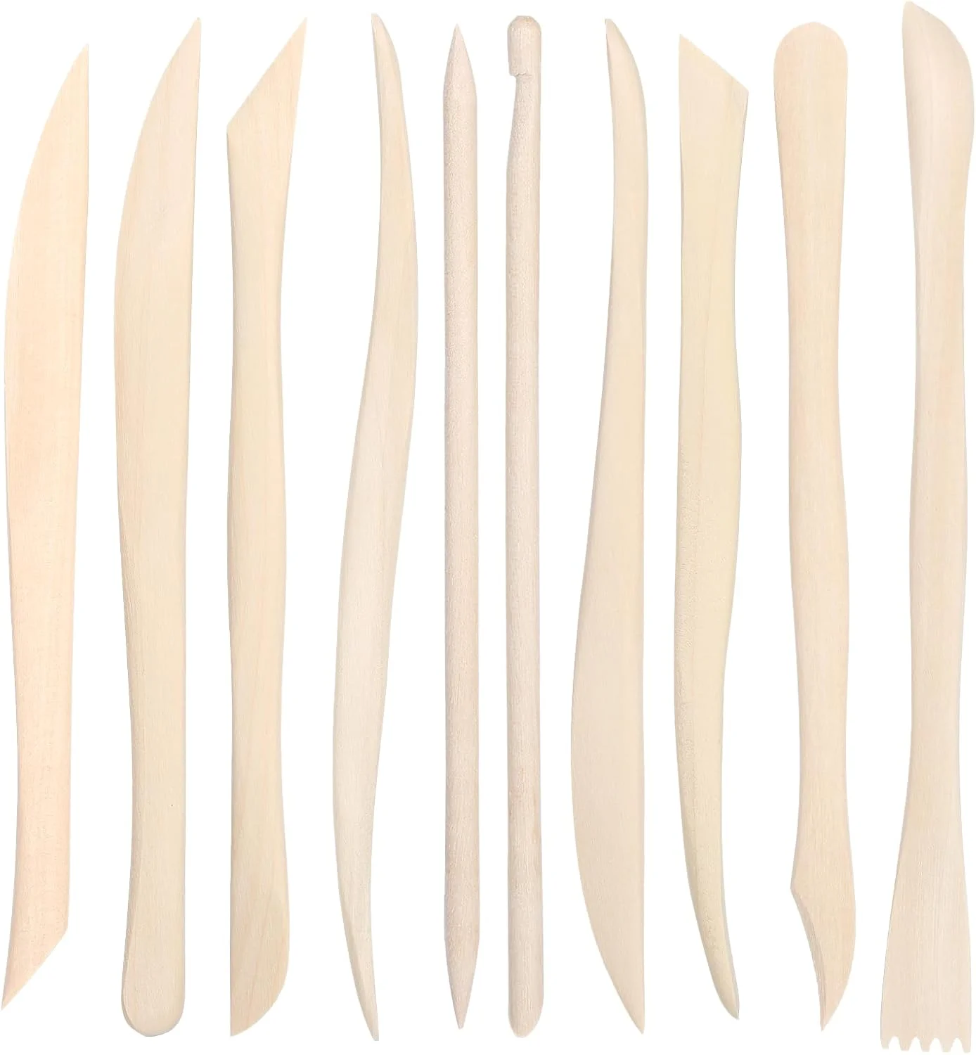 مجموعه 50 عددی ابزار مجسمه سازی سفالی چوبی، ابزار مدل سازی سفالی دو سر صاف 6.2 اینچی، ابزار مجسمه سازی خمیر پلیمری، کیت ابزار سفالی چوبی برای لوازم حکاکی صابون خمیر بازی سرامیک