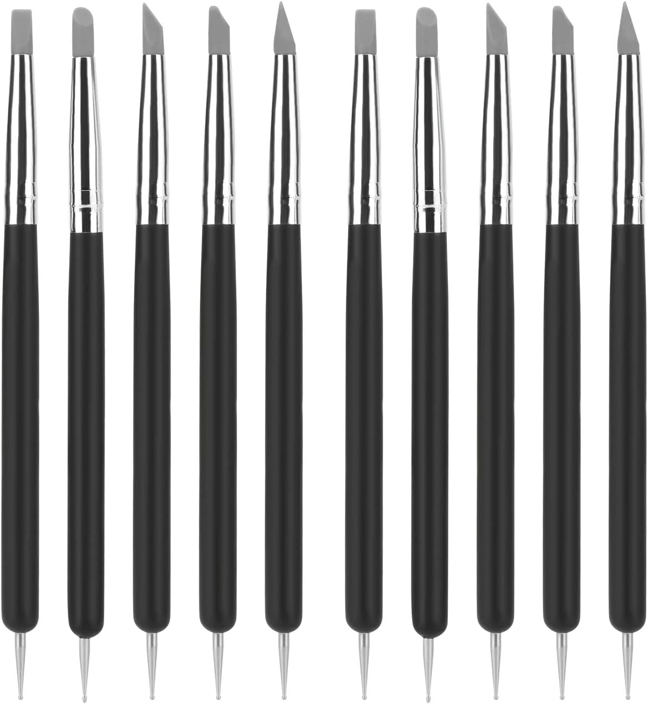 ابزار مجسمه سازی خمیر سیلیکونی 10 عددی، ابزار سفالی با نوک لاستیکی نرم برای مجسمه سازی سرامیک، شکل دهی فوندانت، نقاشی و زیبایی ناخن