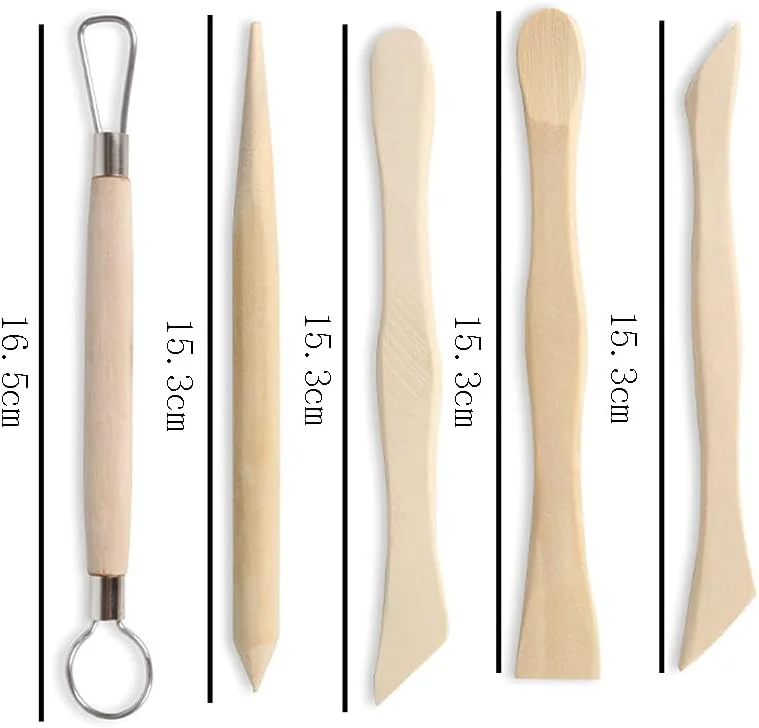 lasenersm مجموعه ابزار مجسمه سازی سفالی 5 تکه، ابزار مجسمه سازی سفالی، ابزار سفالگری سفالی، ابزار مجسمه سازی سفالی چوبی، ابزار سرامیکی دو طرفه، ابزار حکاکی سفالی