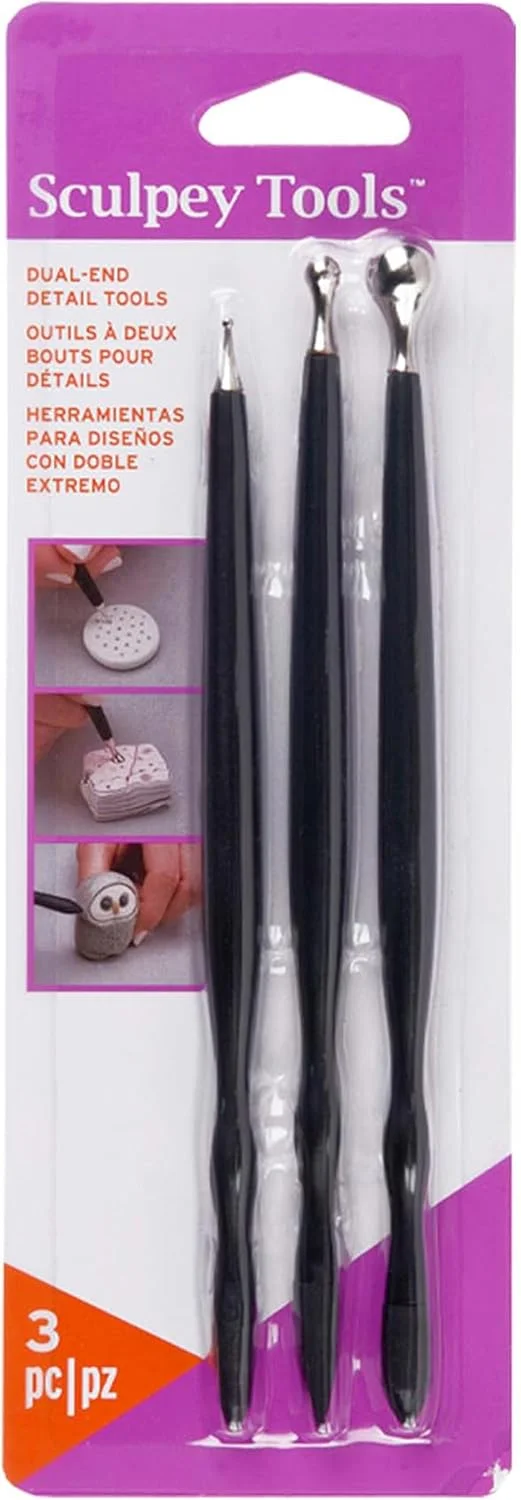 ست ابزار طراحی و جزئیات اسکالپی (Sculpey) از پلی فرم (Polyform) برای خمیر - مجموعه 3 عددی - ASSD01