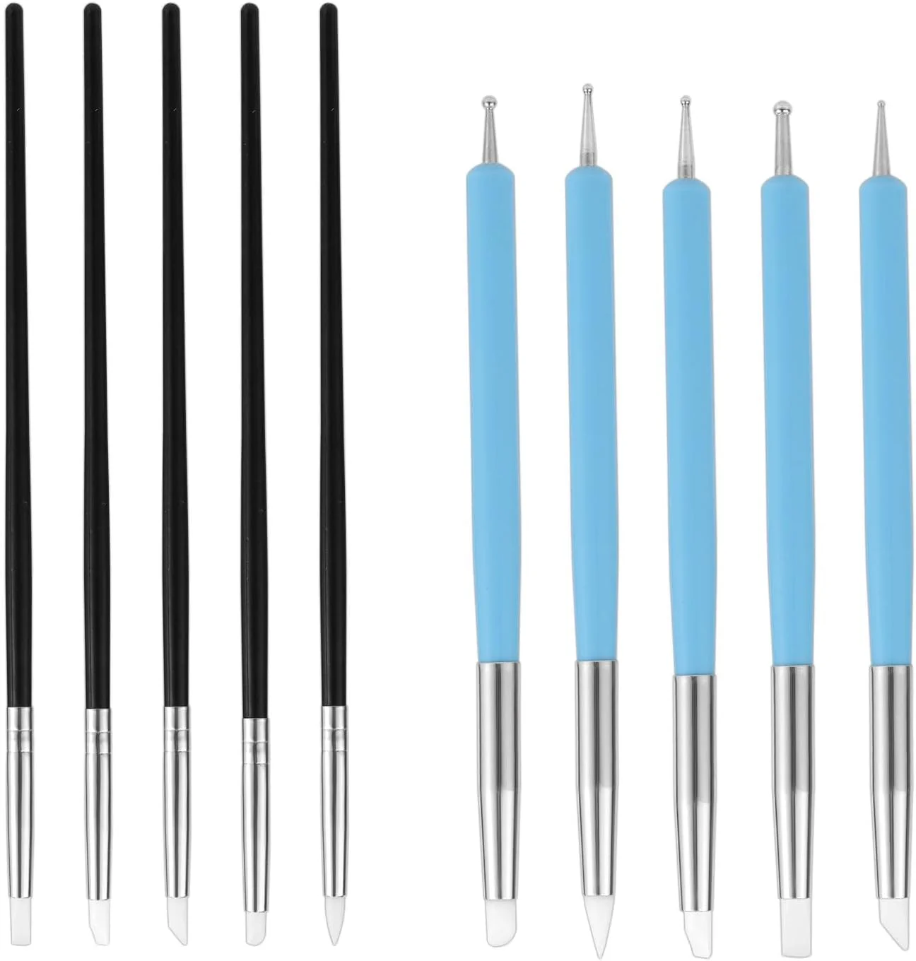 مجموعه ابزار مجسمه سازی NQEUEPN، مجموعه برس 10 عددی، ابزار مجسمه ساز سیلیکونی، برس، مجموعه ابزار مجسمه سازی خاک رس برای سفال ناخن و ساخت خاک رس، لوازم صنایع دستی (آبی، مشکی)