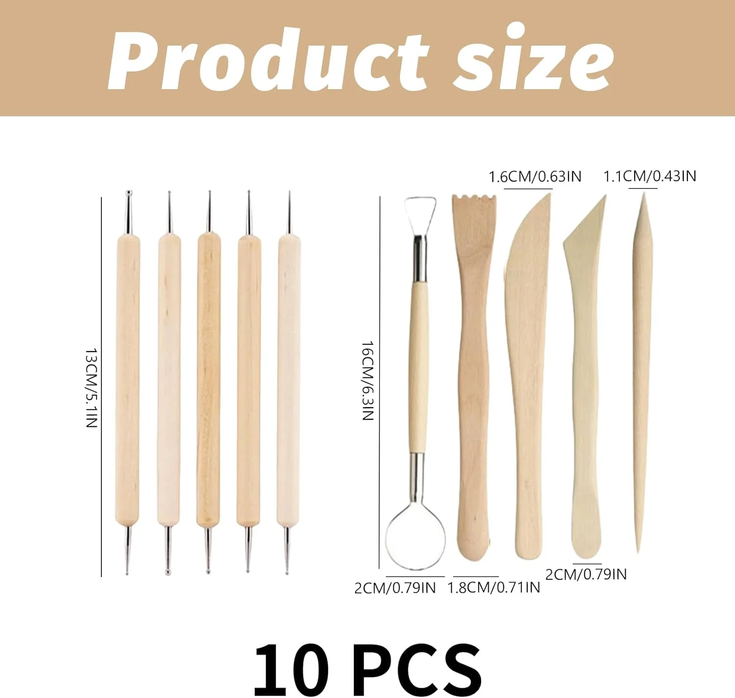 ابزار سفالگری WLVinson، ابزار سرامیک، ابزار مدل سازی، ابزار خاک رس، بسته 10 عددی