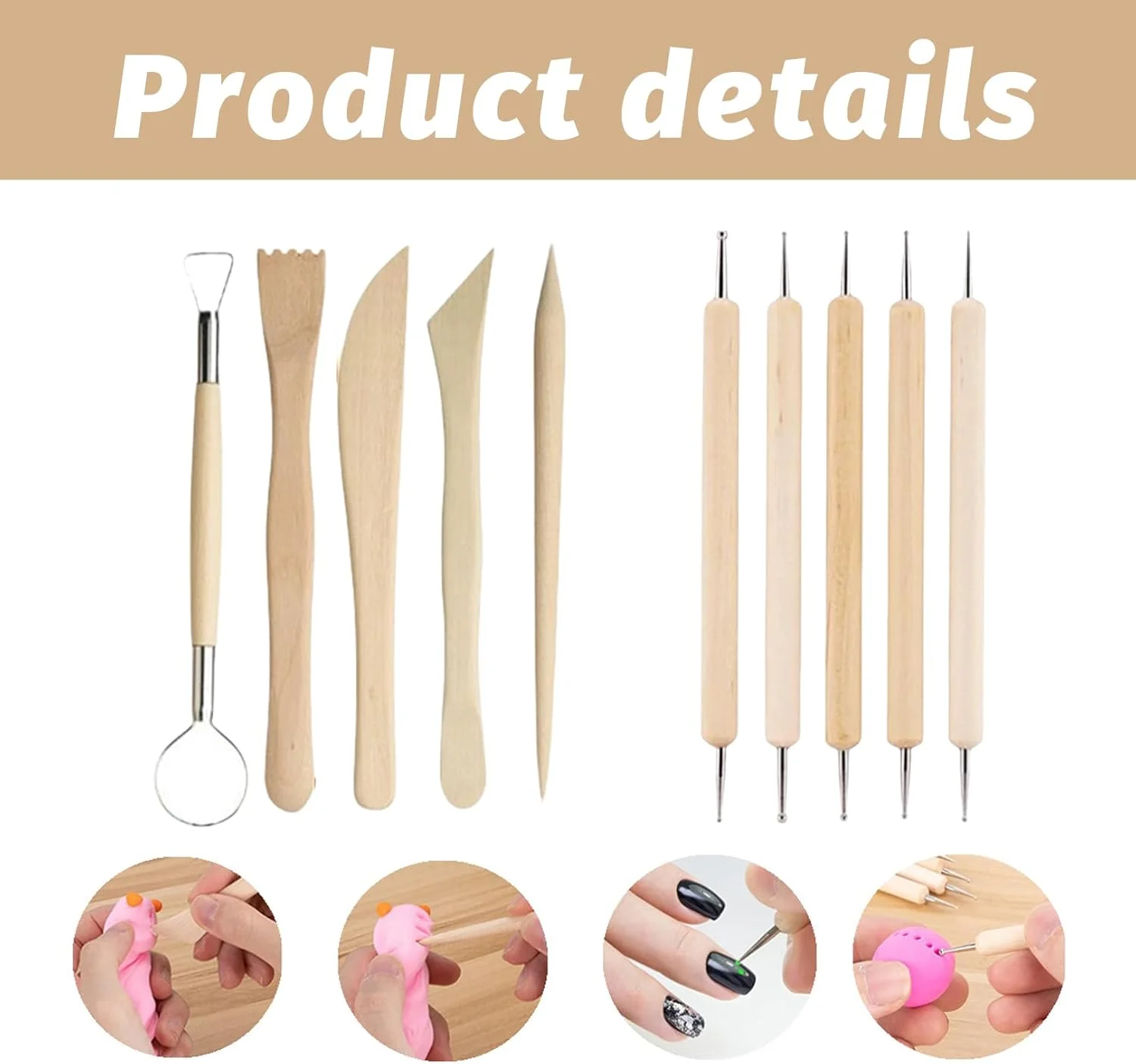 ابزار سفالگری WLVinson، ابزار سرامیک، ابزار مدل سازی، ابزار خاک رس، بسته 10 عددی