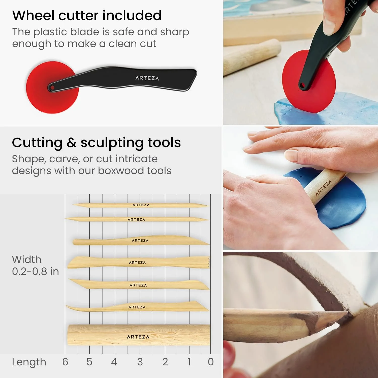 ابزار سفالگری و مجسمه سازی آرته زا، مجموعه 22 عددی در محفظه PET، برای خاک رس، سفالگری، آثار هنری سرامیکی و صنایع دستی تعطیلات