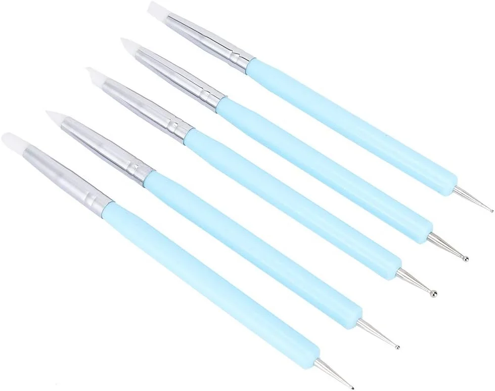 ست ابزار مجسمه سازی رسی 5 عددی، ست ابزار نقطه گذاری هنری، خاک رس مومی فولاد ضد زنگ دو طرفه برای صنایع دستی هنری